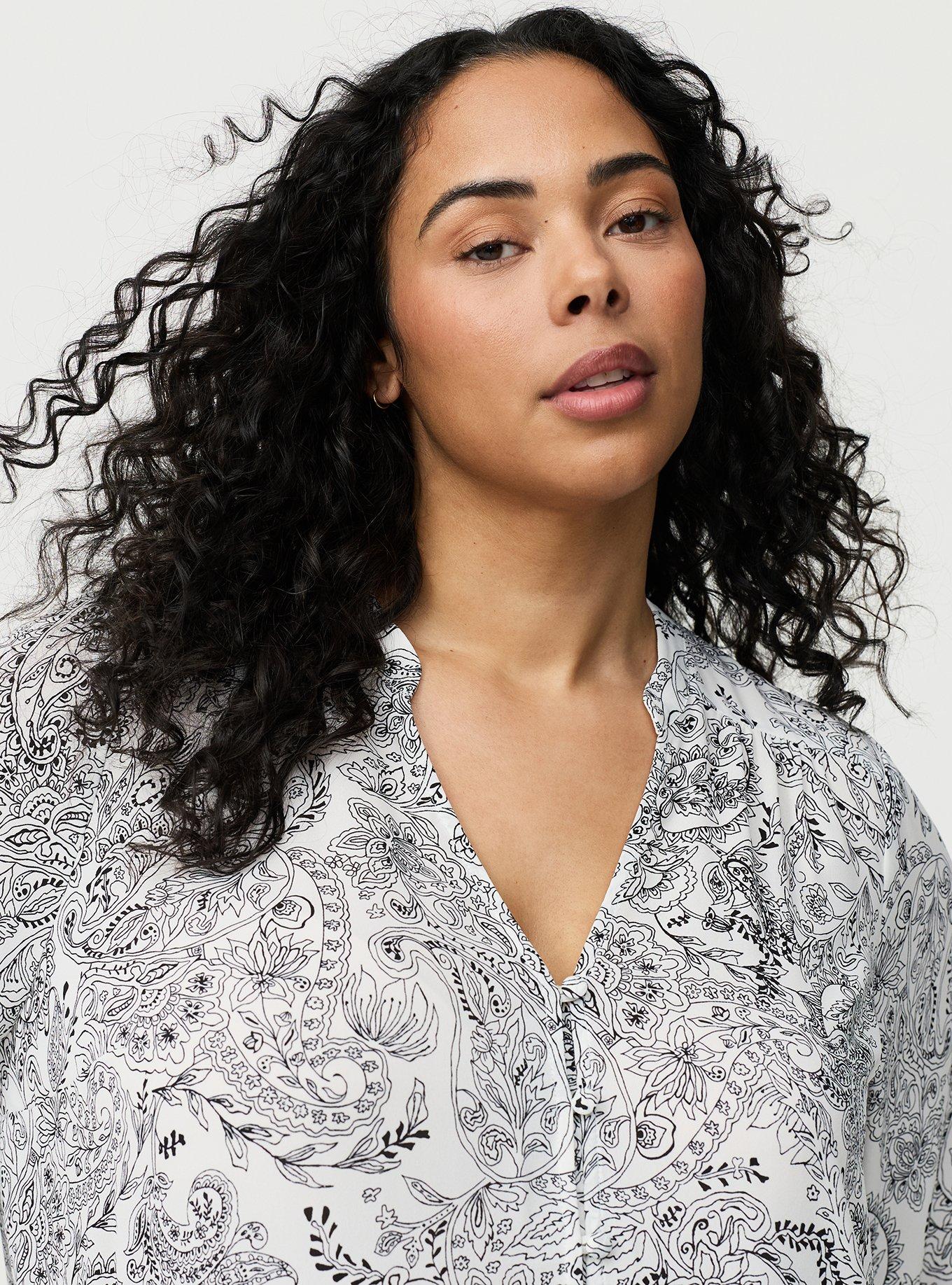 Georgette Button Front Blouse, ORCHESTRA PAISLEY WHITE, alternate