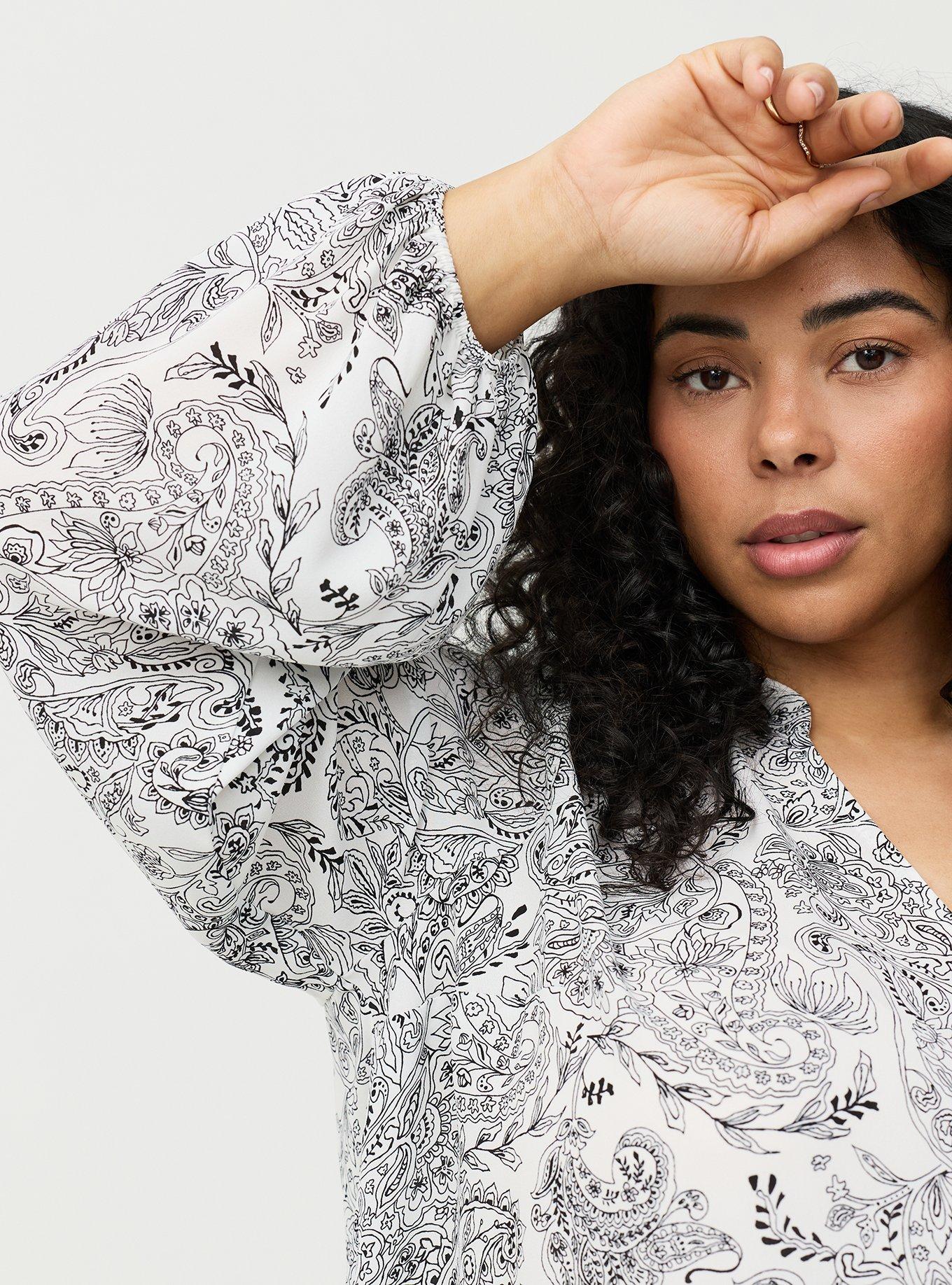 Georgette Button Front Blouse, ORCHESTRA PAISLEY WHITE, alternate