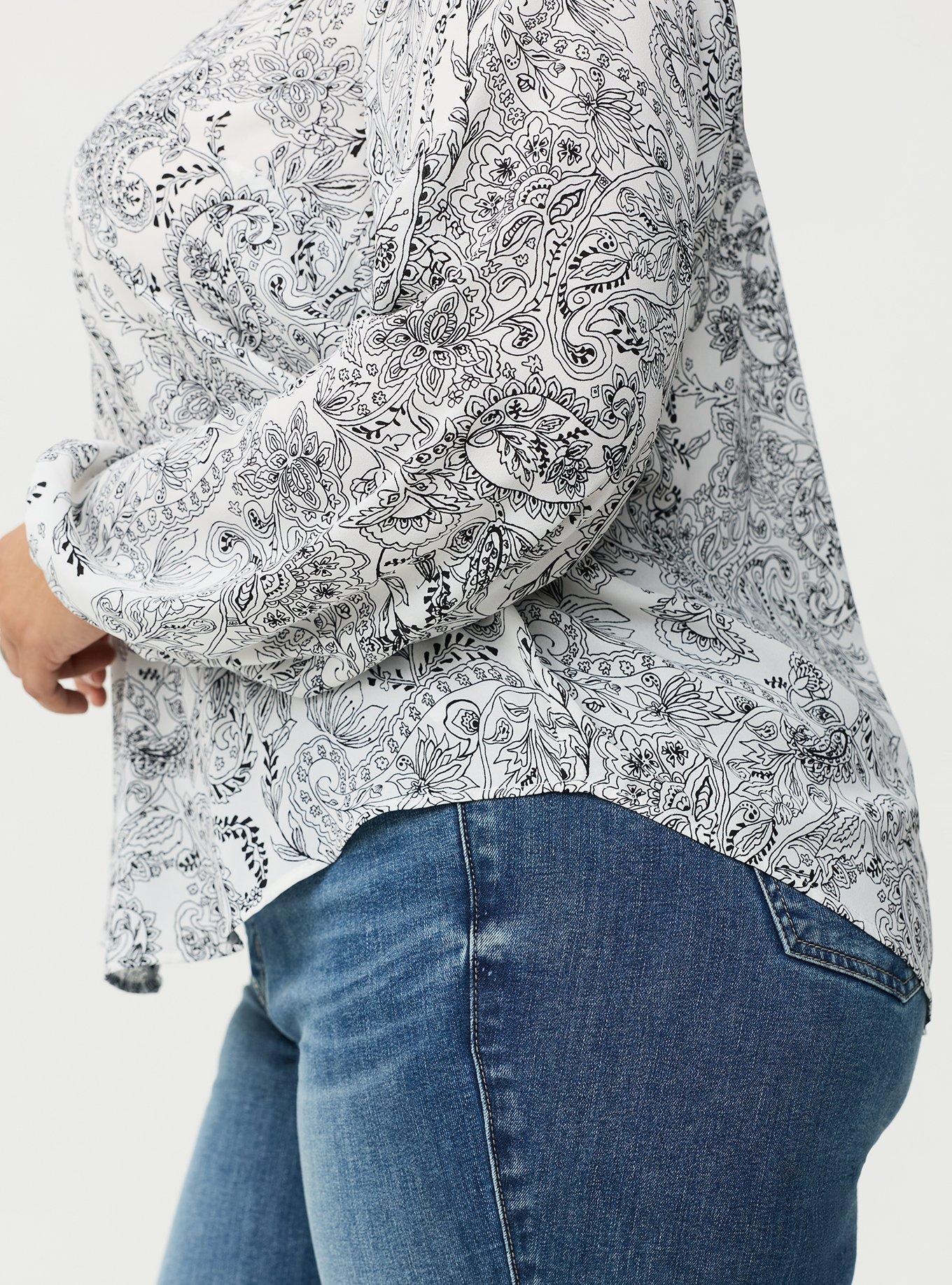 Georgette Button Front Blouse, ORCHESTRA PAISLEY WHITE, alternate