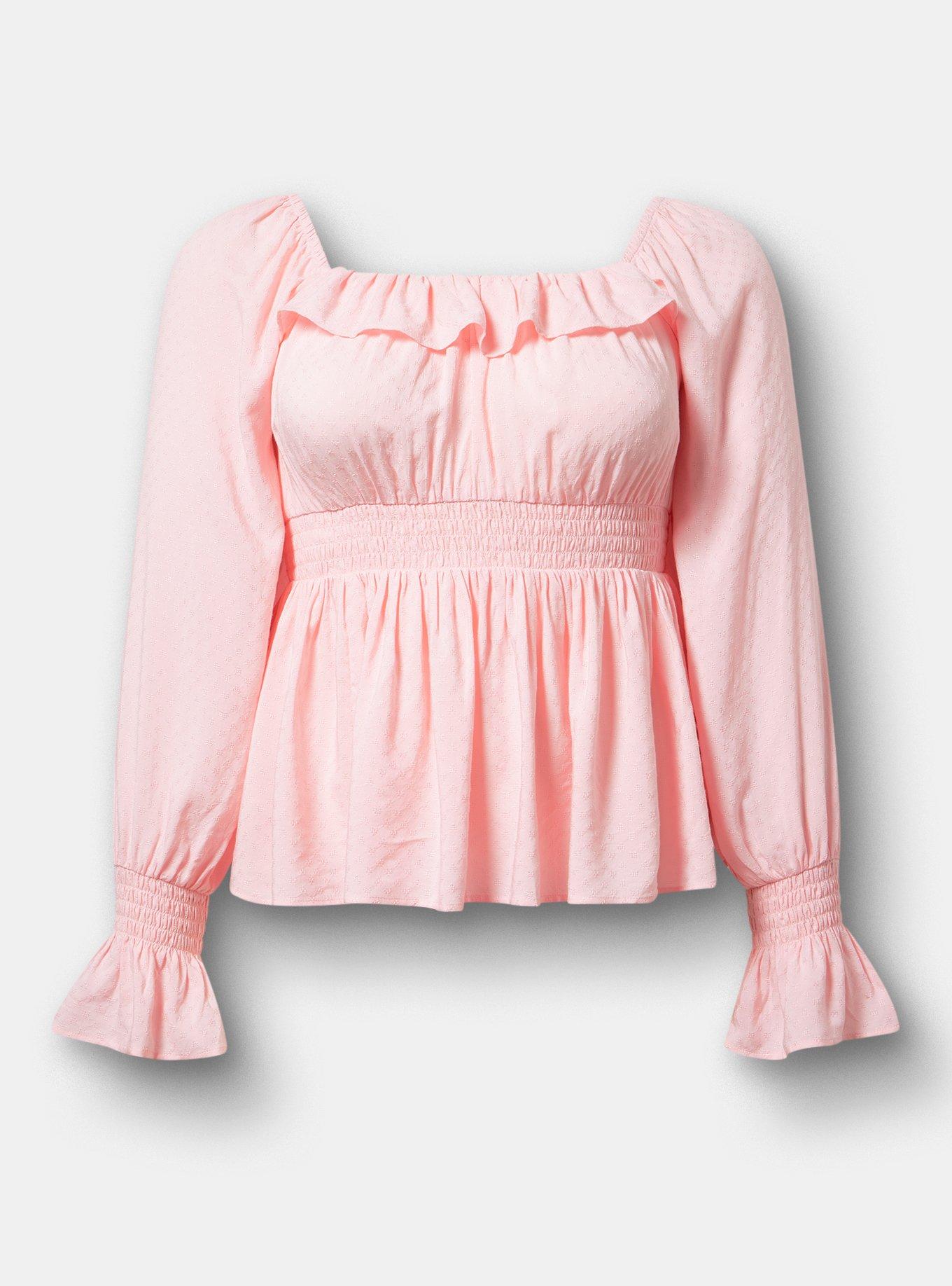 Ruffle Smocked Waist Top, TICKLED PINK, hi-res