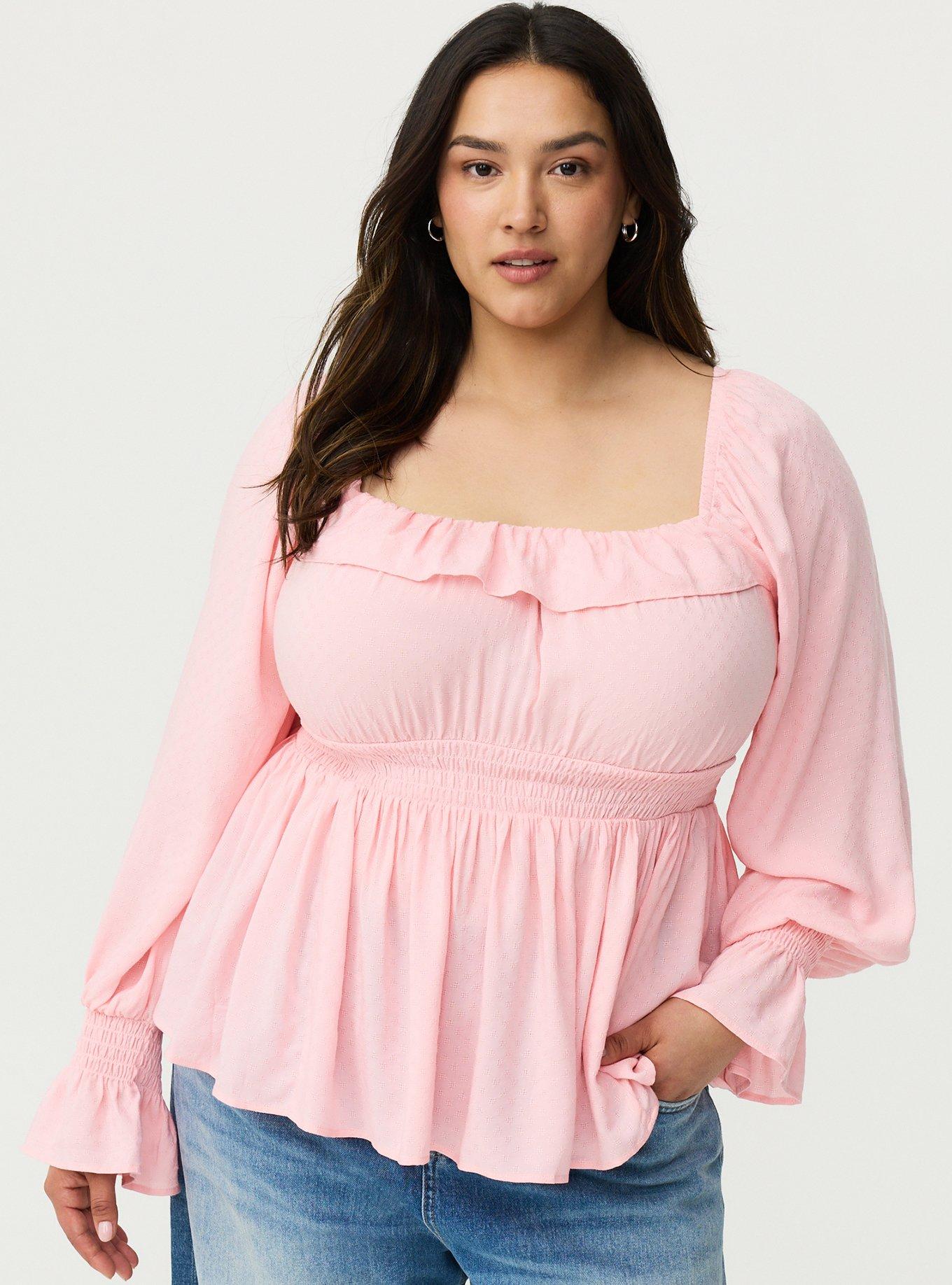 Ruffle Smocked Waist Top, TICKLED PINK, hi-res