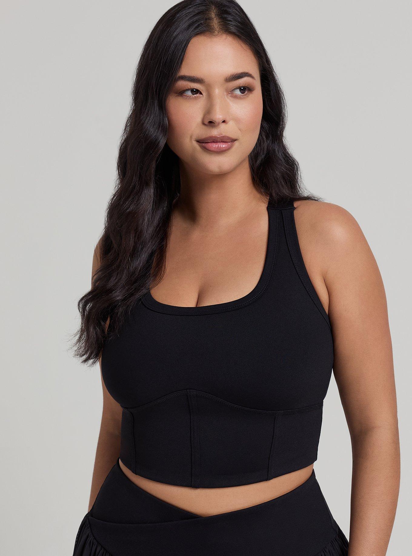 TRU Corset Longline Active Sports Bra, DEEP BLACK, alternate