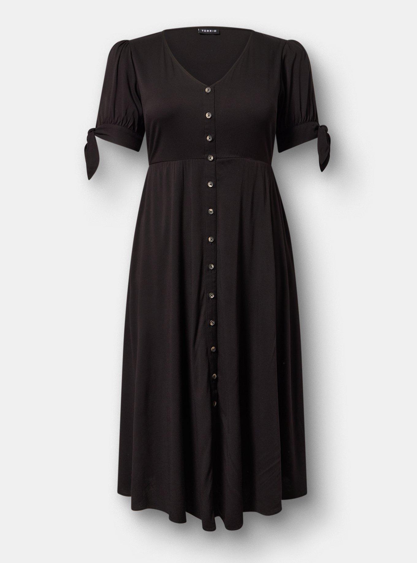 Plus Size - Button Down Challis Midi Dress - Torrid