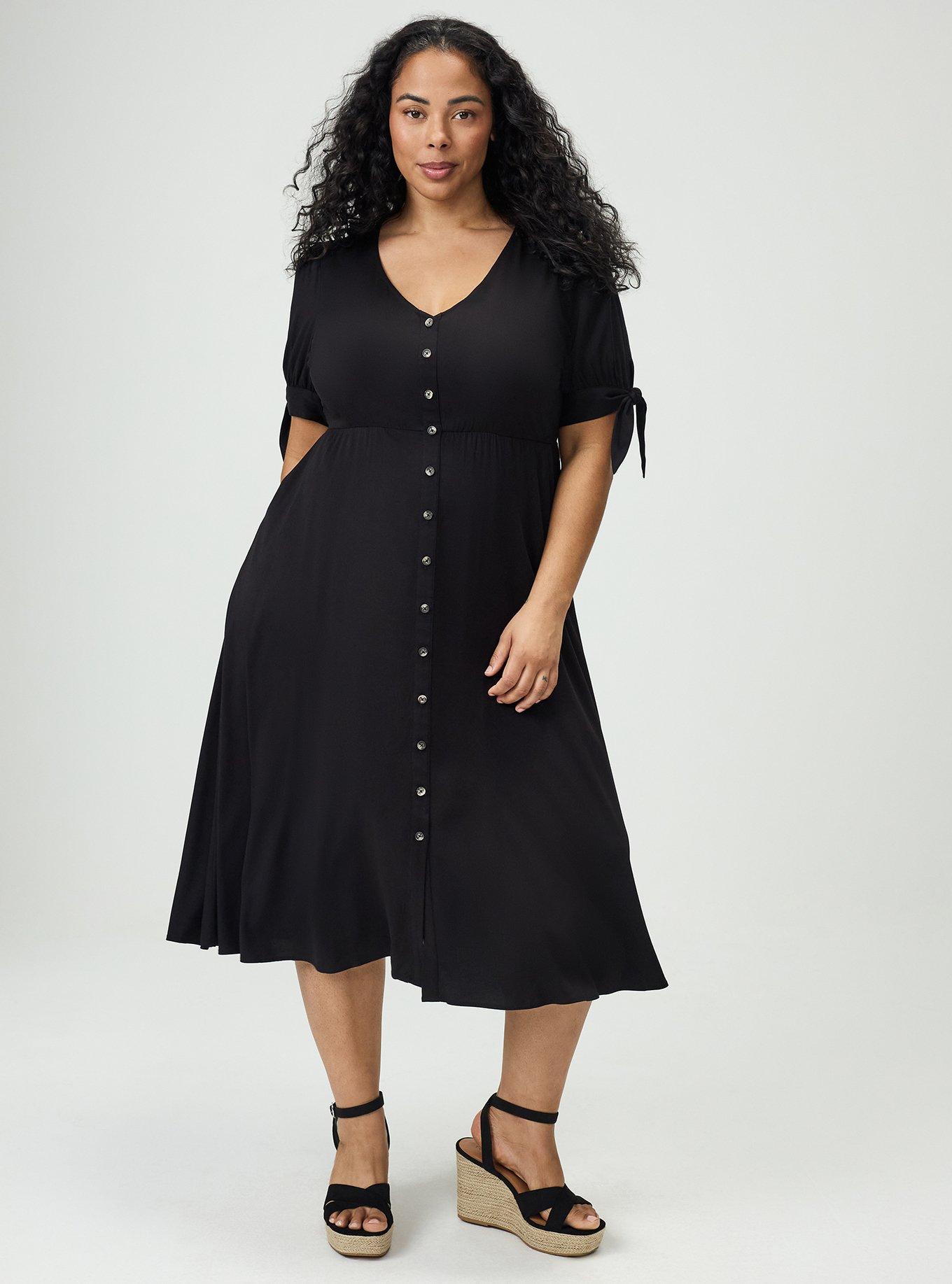 Plus Size - Midi Swiss Linen Surplice Dress - Torrid