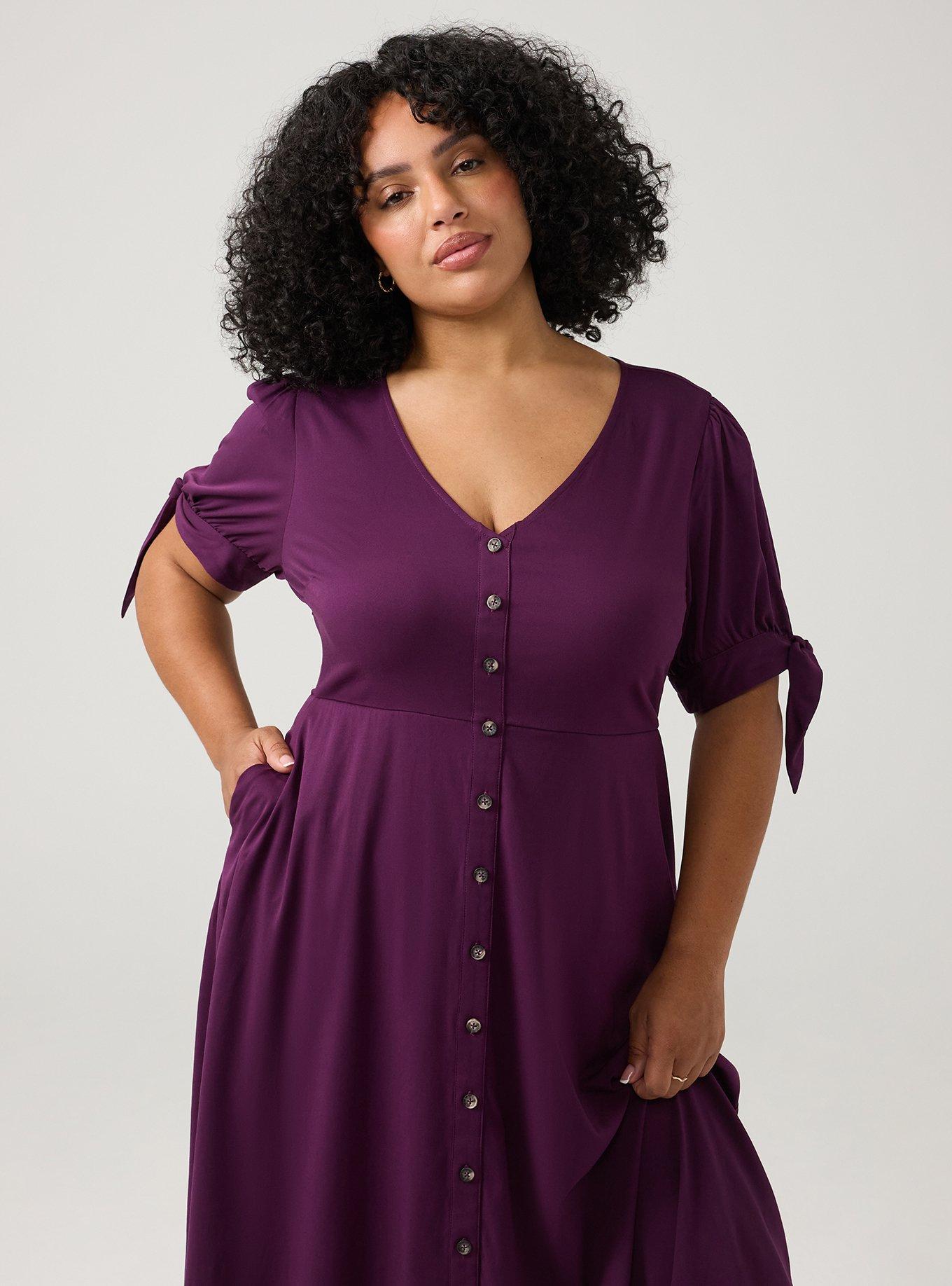 Button Down Challis Midi Dress, WINTER BLOOM, alternate