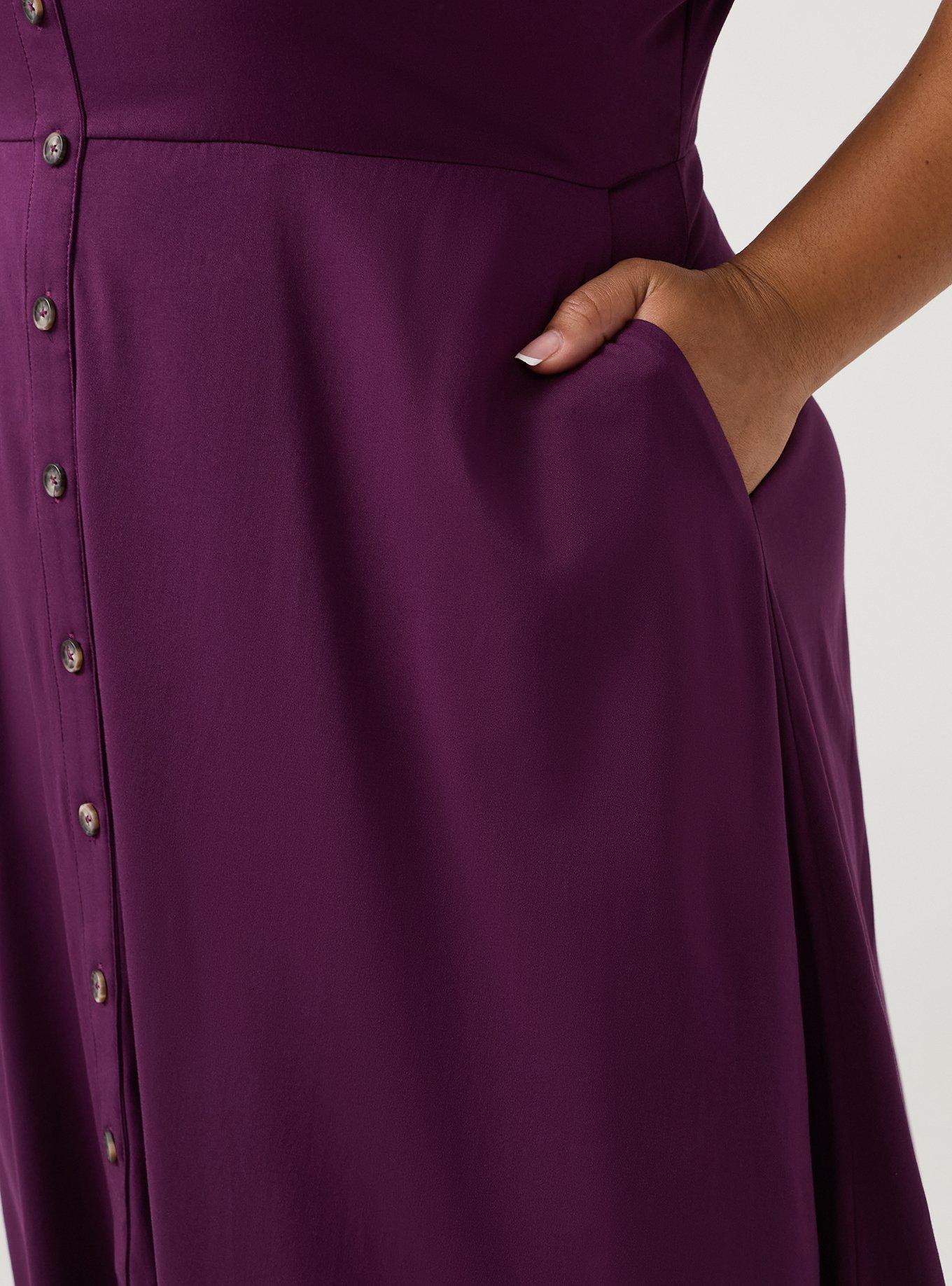 Button Down Challis Midi Dress, WINTER BLOOM, alternate