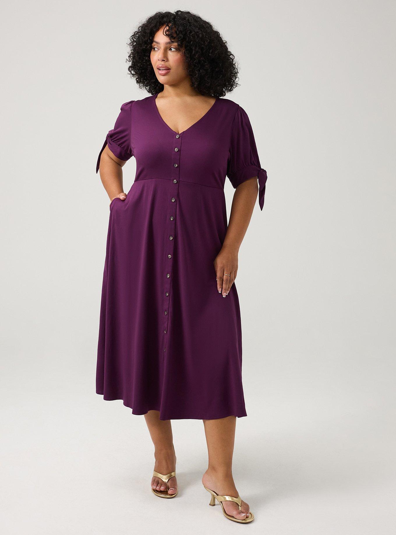 Button Down Challis Midi Dress, WINTER BLOOM, hi-res