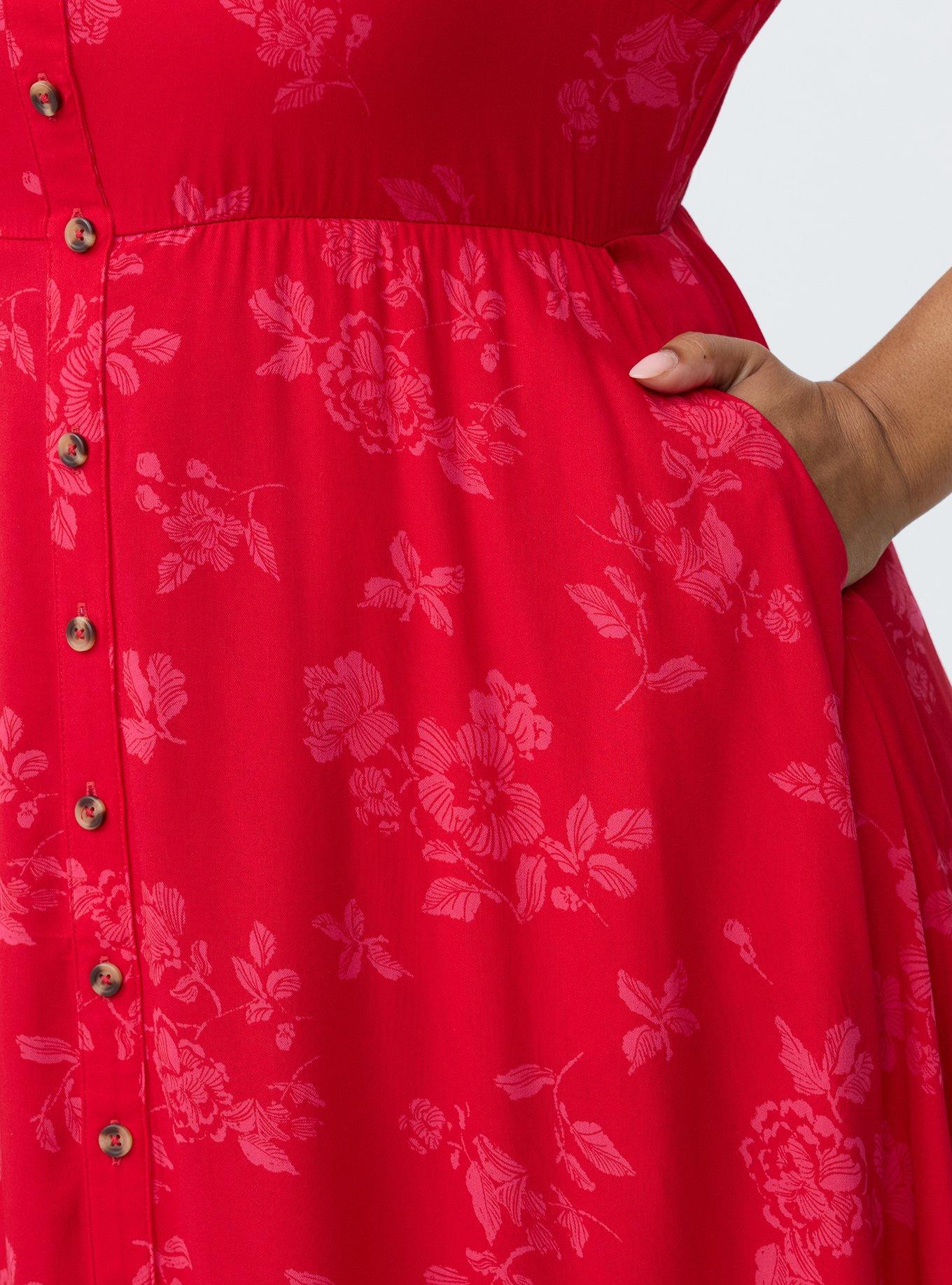 Button Down Challis Midi Dress