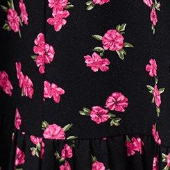 Tiered Challis Mini Dress, JENNA FLORAL BLACK, swatch