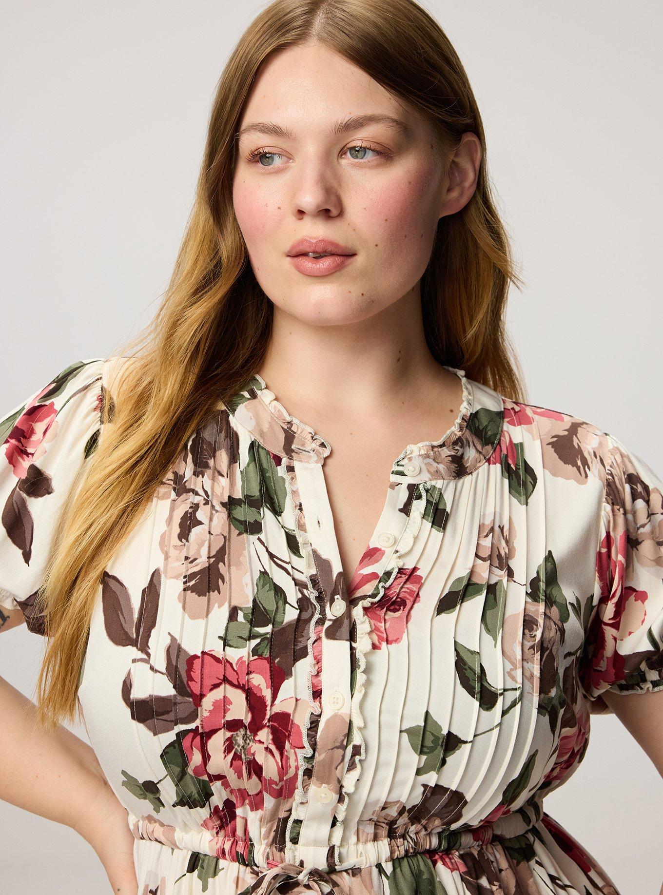 Tiered Challis Mini Dress, PAINTED PEONY FLORAL IVORY, alternate