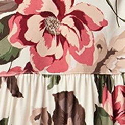 Tiered Challis Mini Dress, PAINTED PEONY FLORAL IVORY, swatch