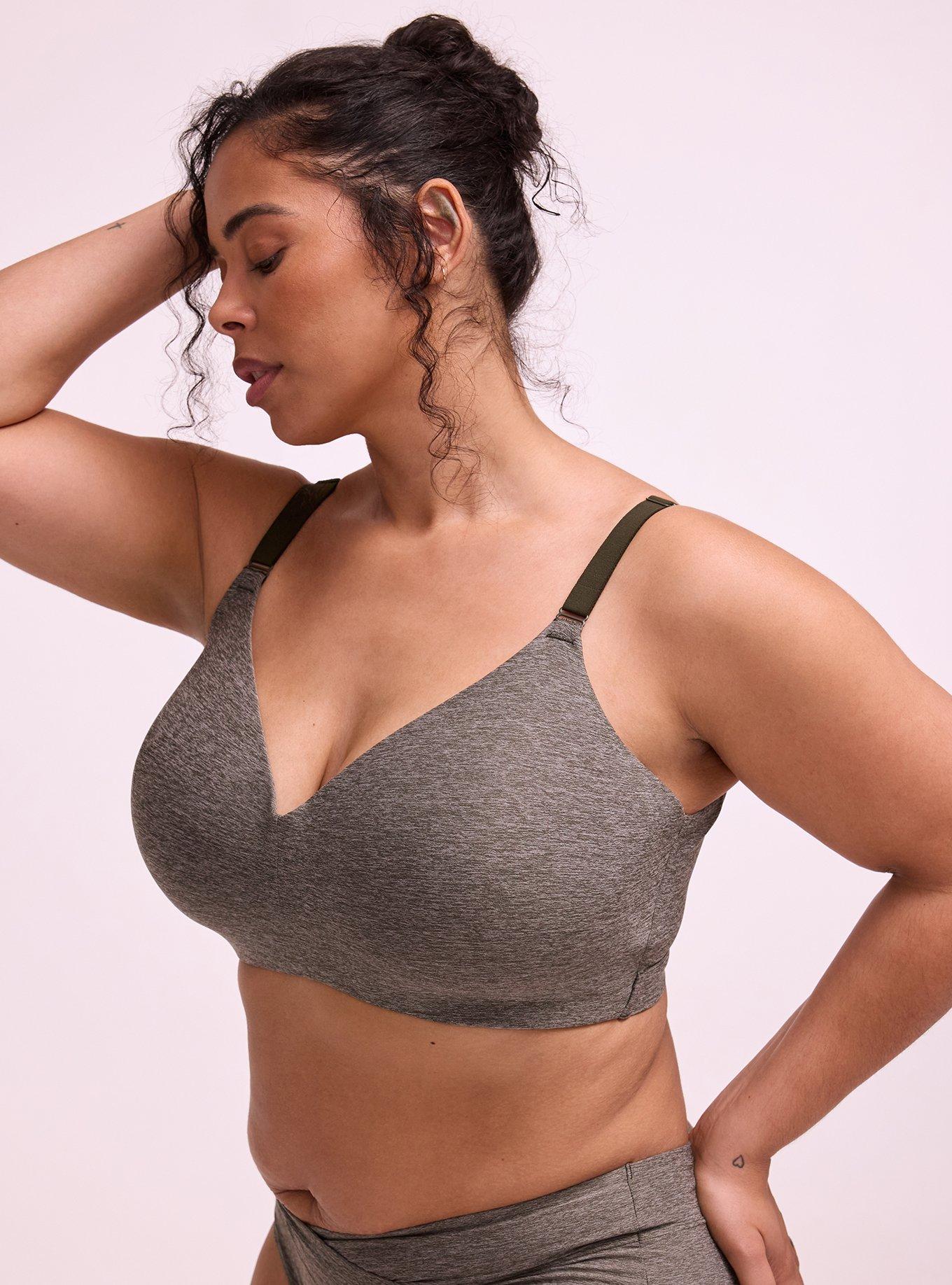 Plus Size Wire-Free Lightly Lined Pullover Bra, ROSIN HEATHER, alternate