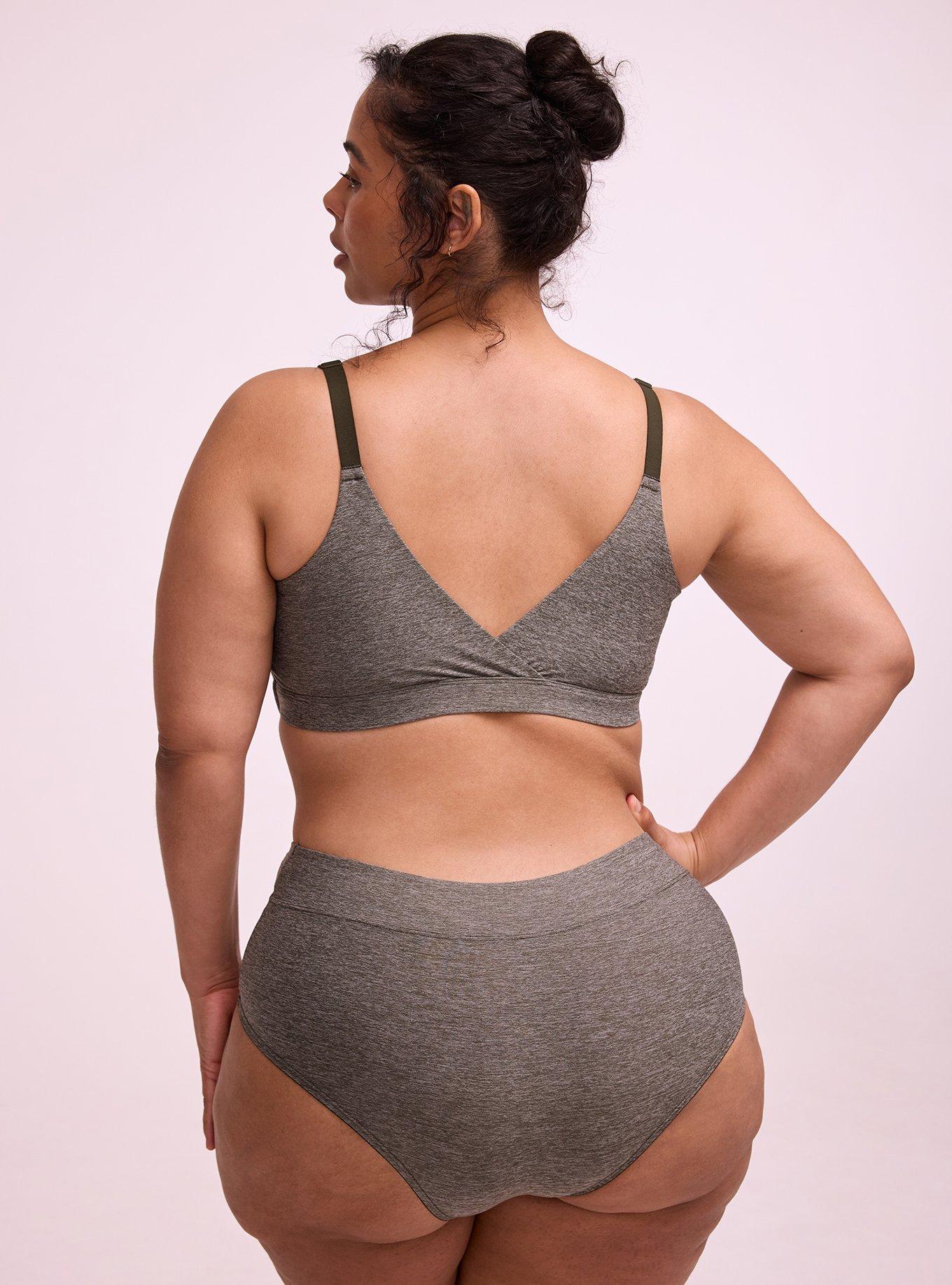 Plus Size Wire-Free Lightly Lined Pullover Bra, ROSIN HEATHER, alternate