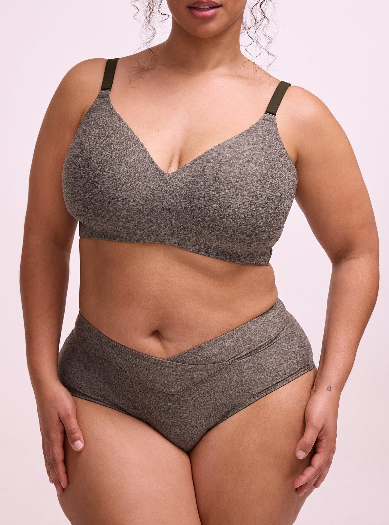 Plus Size Wire-Free Lightly Lined Pullover Bra, ROSIN HEATHER, alternate