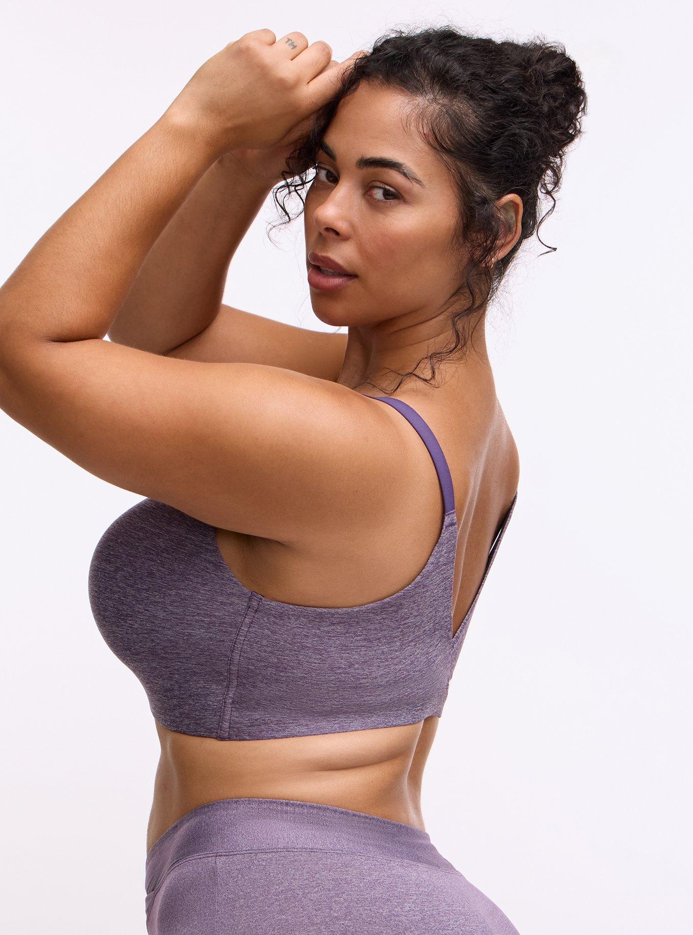 Plus Size Wire-Free Lightly Lined Pullover Bra, HEATHER BLACKBERRY, alternate