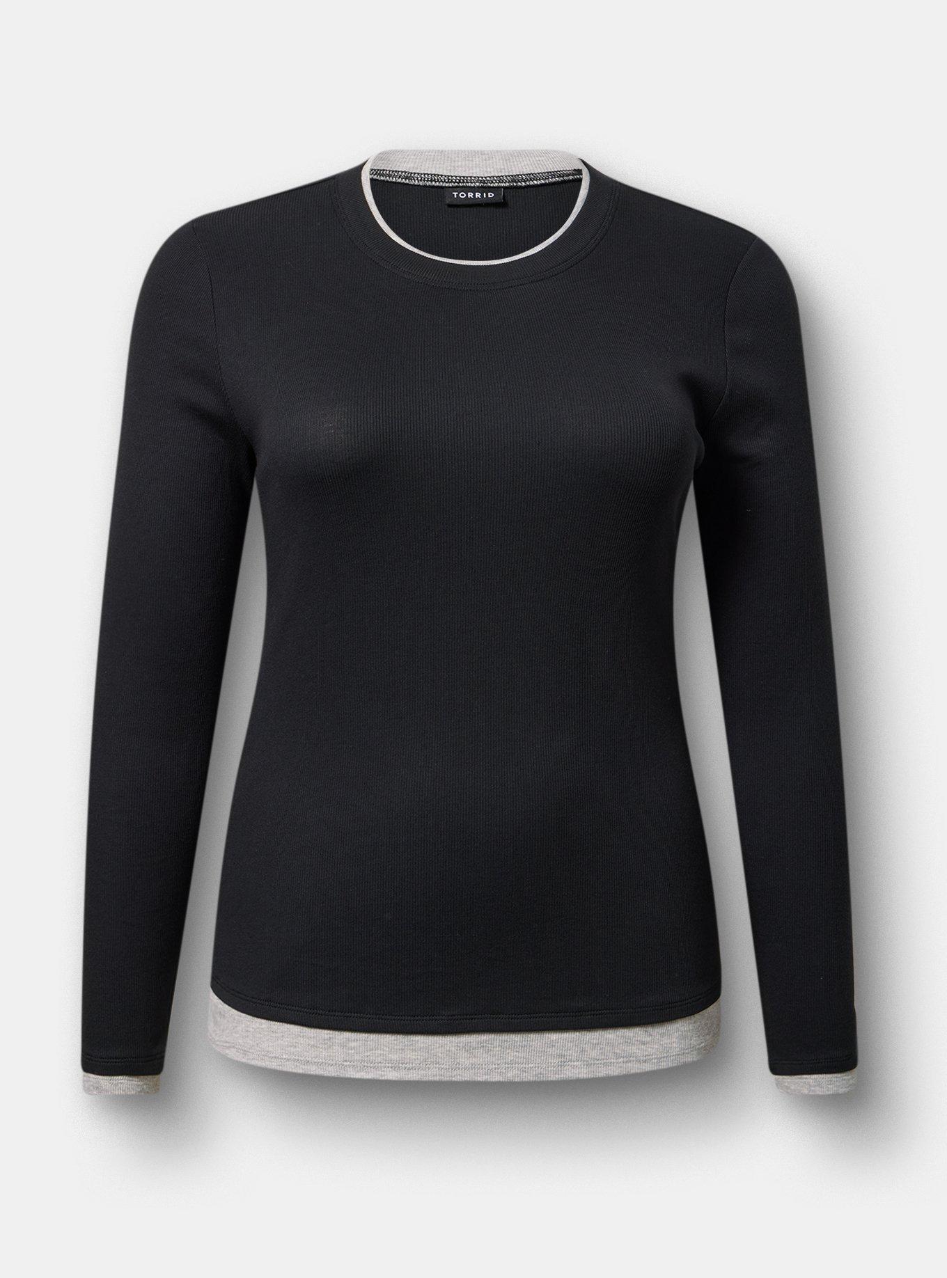 Cotton Modal Rib 2fer Layering Long Sleeve Tee