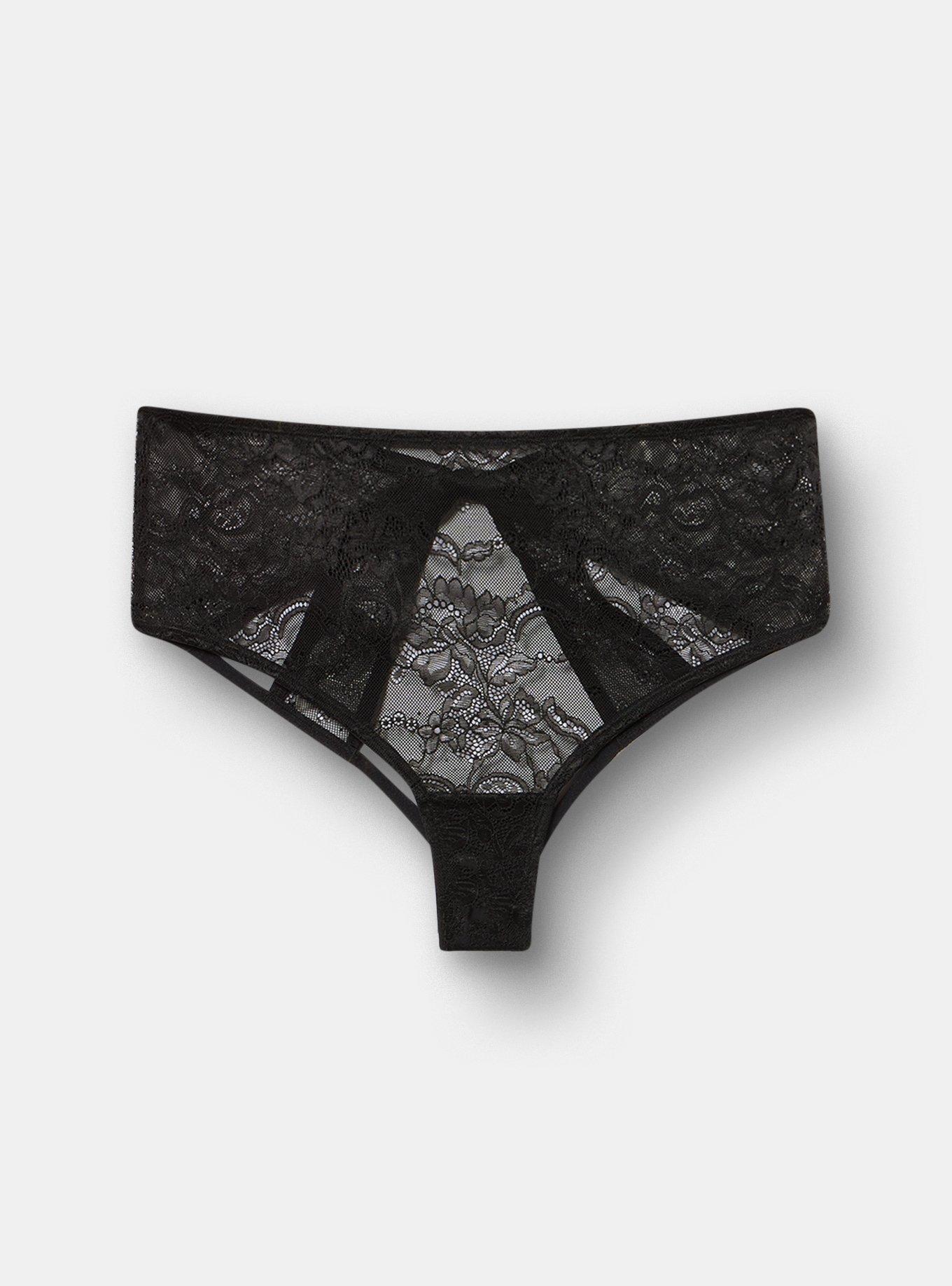 Lace Bow Open Bum Cheeky, RICH BLACK, hi-res