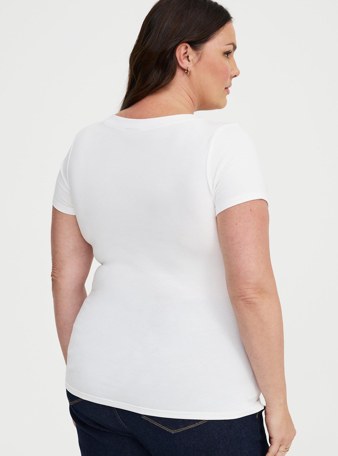 Fitted Cotton V-Neck Tee, BRIGHT WHITE, alternate