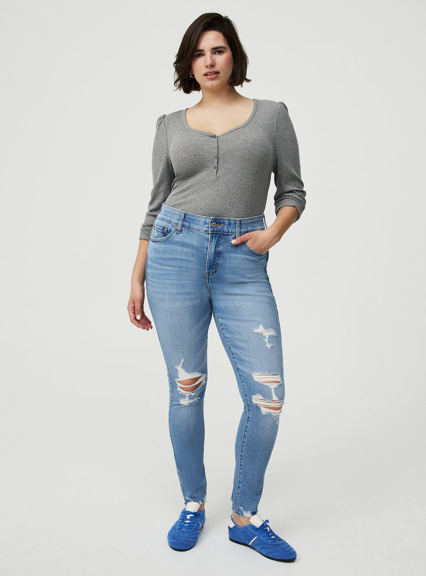 Cotton Modal Rib Henley Puff Sleeve Top, MED HEATHER GREY, alternate