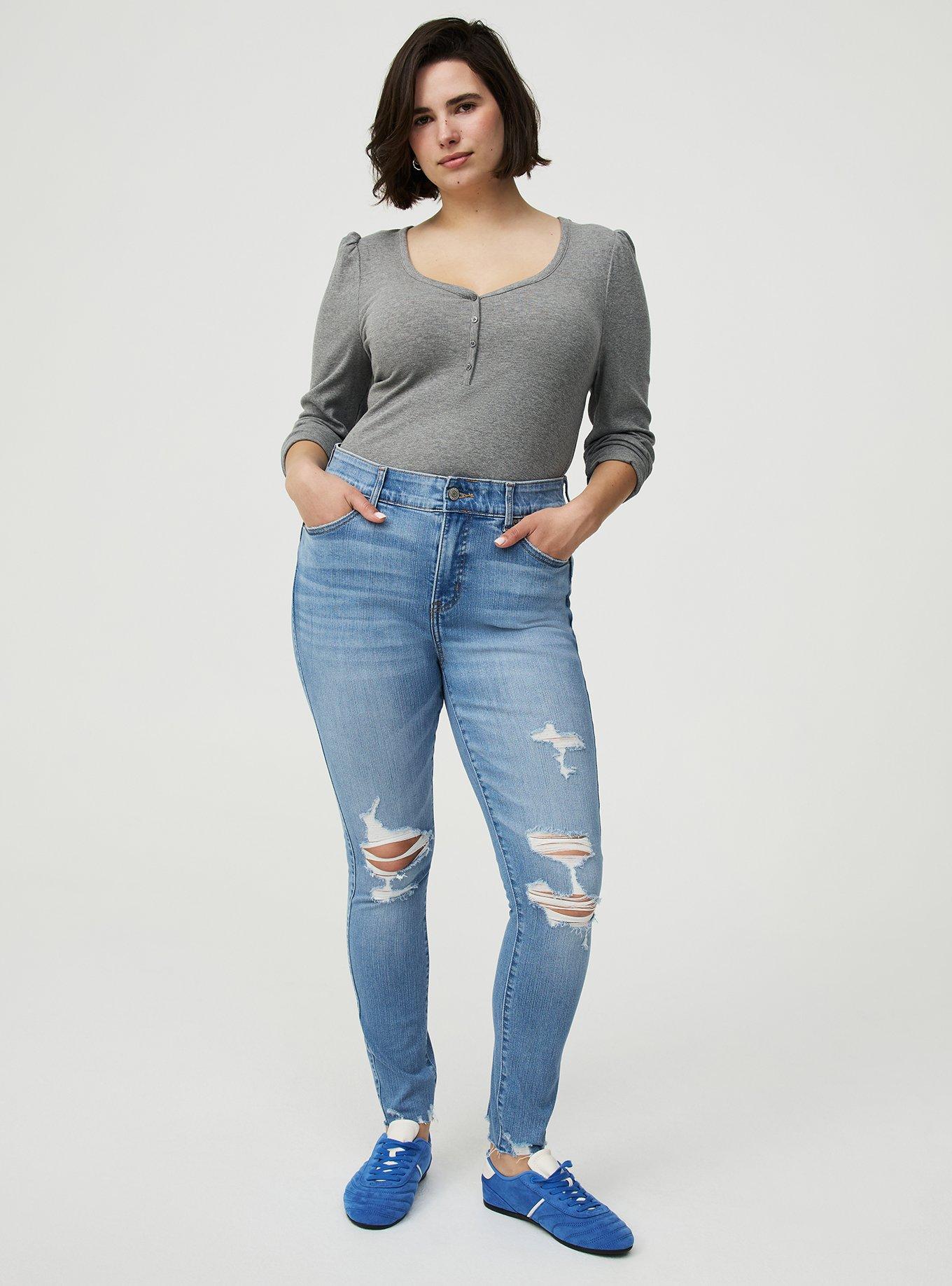 Cotton Modal Rib Henley Puff Sleeve Top, MED HEATHER GREY, alternate