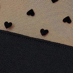 Flocked Heart & Mesh Short Sleeve Sweater, DEEP BLACK, swatch