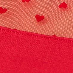 Flocked Heart & Mesh Short Sleeve Sweater, URBAN RED, swatch