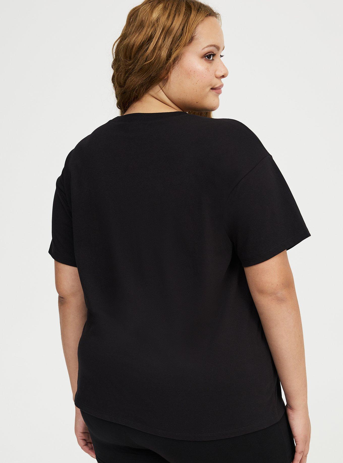 Cotton Cutout Relaxed Crew Tee, DEEP BLACK, alternate