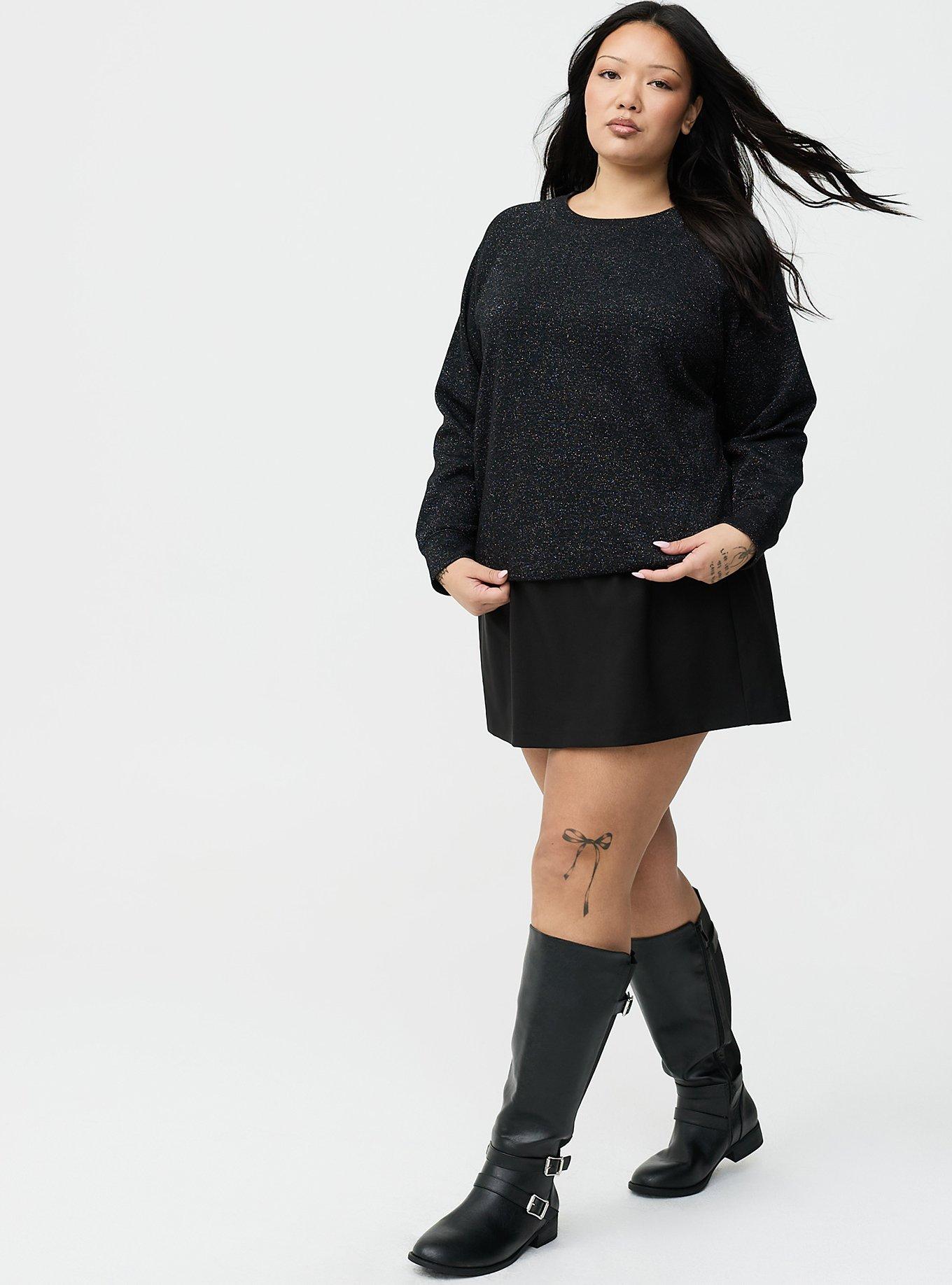 Sparkle Cozy Fleece Raglan Sweatshirt, DEEP BLACK, alternate