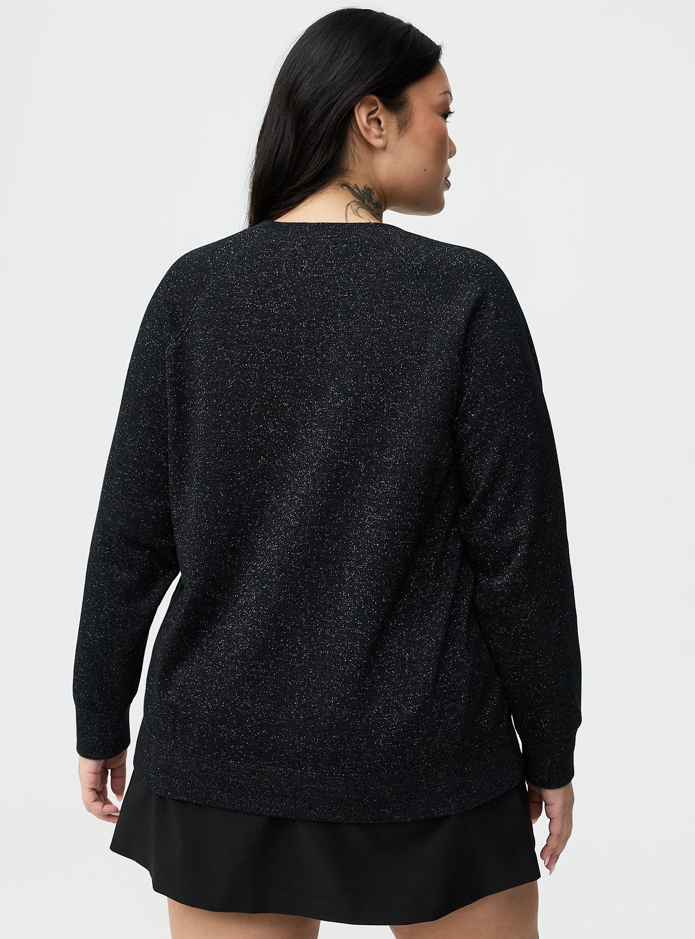Sparkle Cozy Fleece Raglan Sweatshirt, DEEP BLACK, alternate