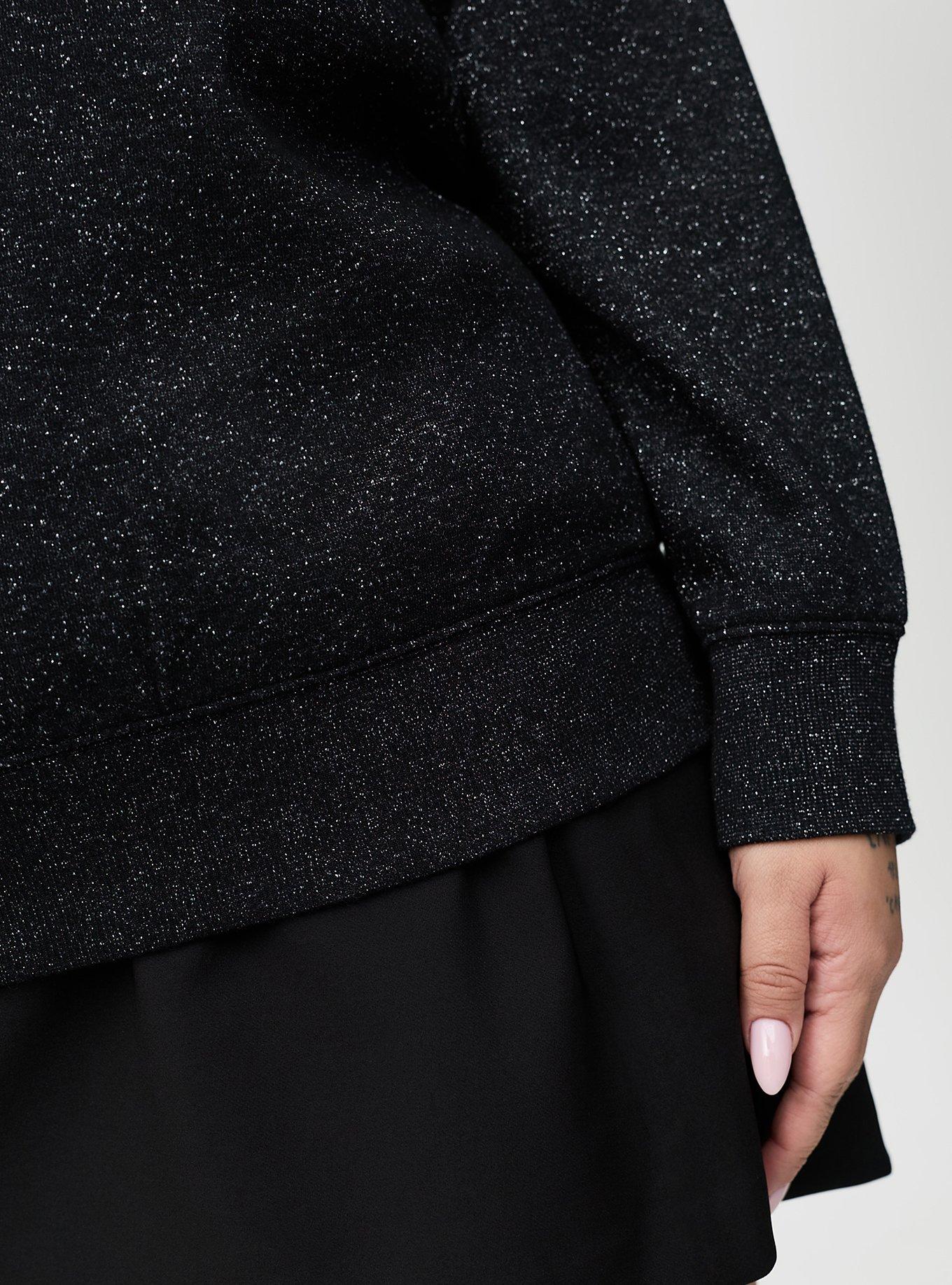 Sparkle Cozy Fleece Raglan Sweatshirt, DEEP BLACK, alternate