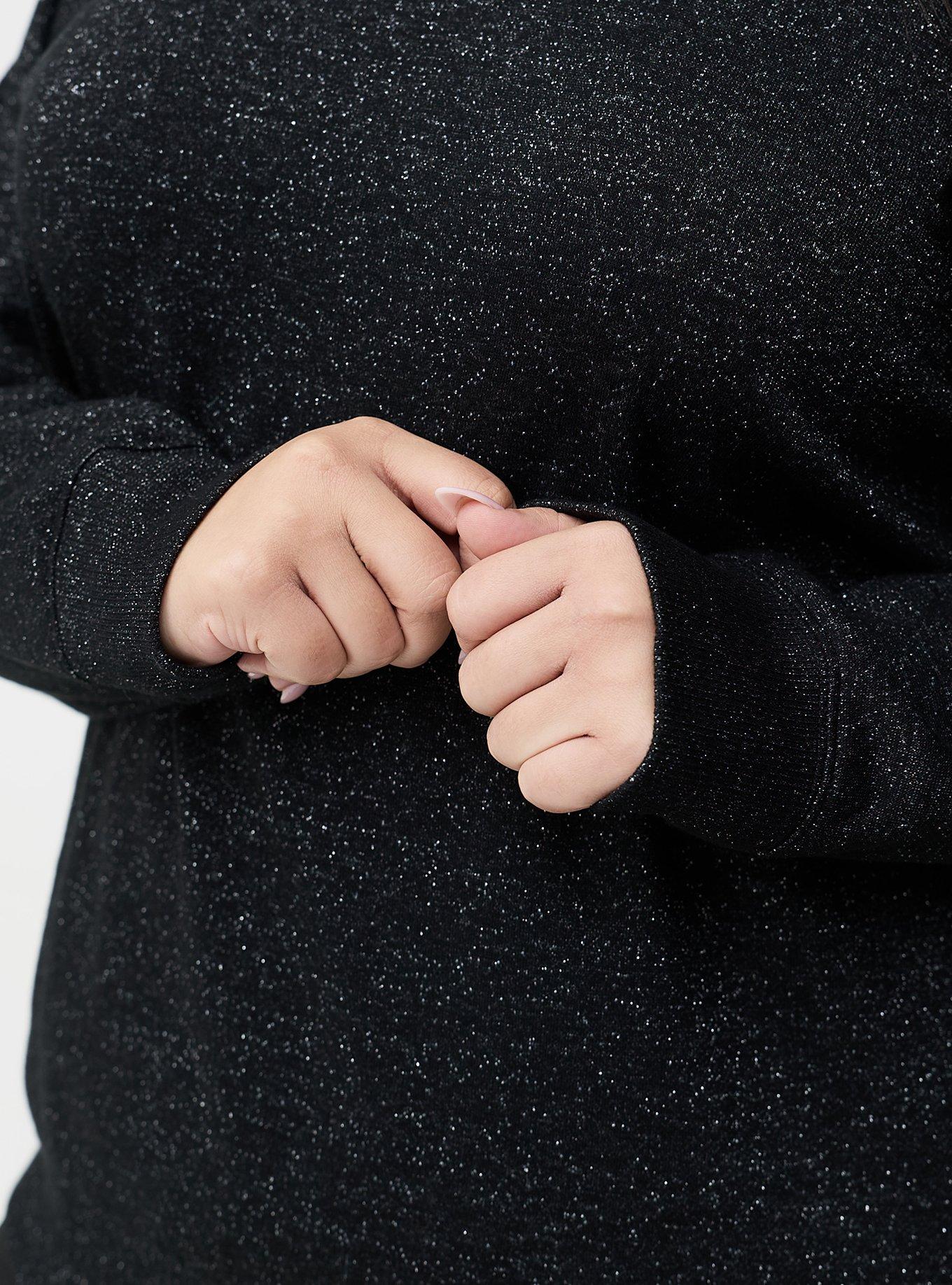 Sparkle Cozy Fleece Raglan Sweatshirt, DEEP BLACK, alternate