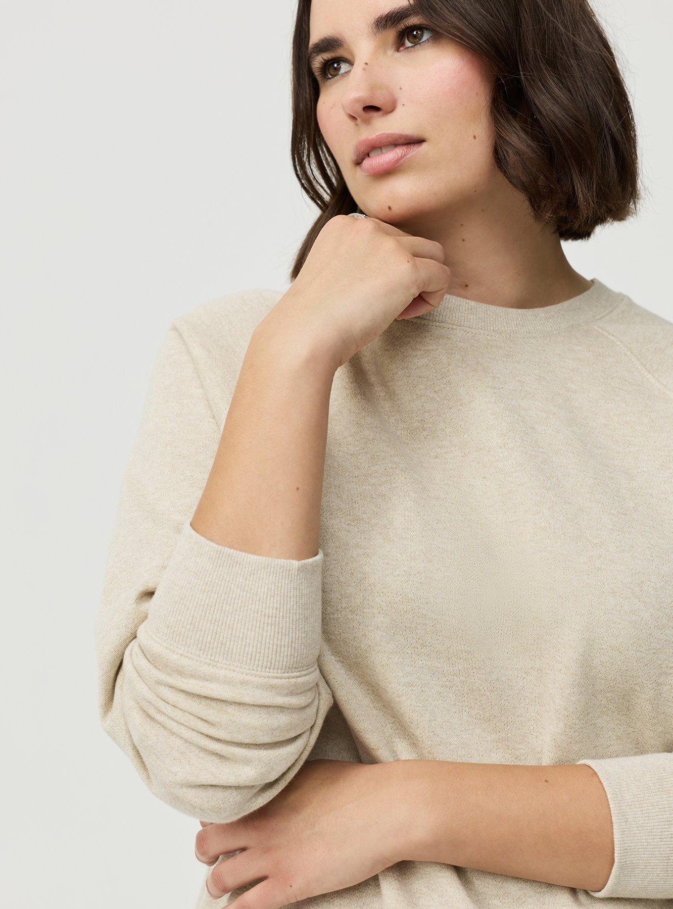 Sparkle Cozy Fleece Raglan Sweatshirt, OATMEAL HEATHER, alternate