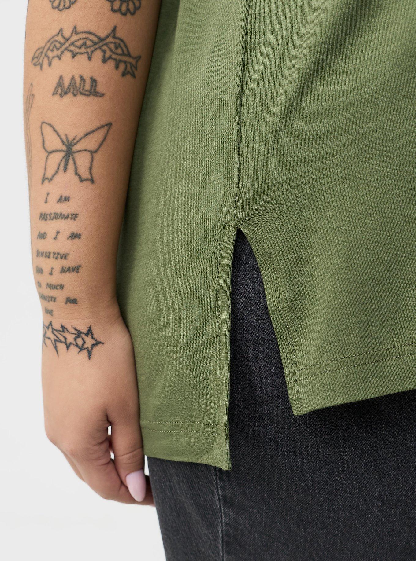 Vintage Slub Relaxed V-Neck Dolman Tunic Tee, FOUR LEAF CLOVER, alternate