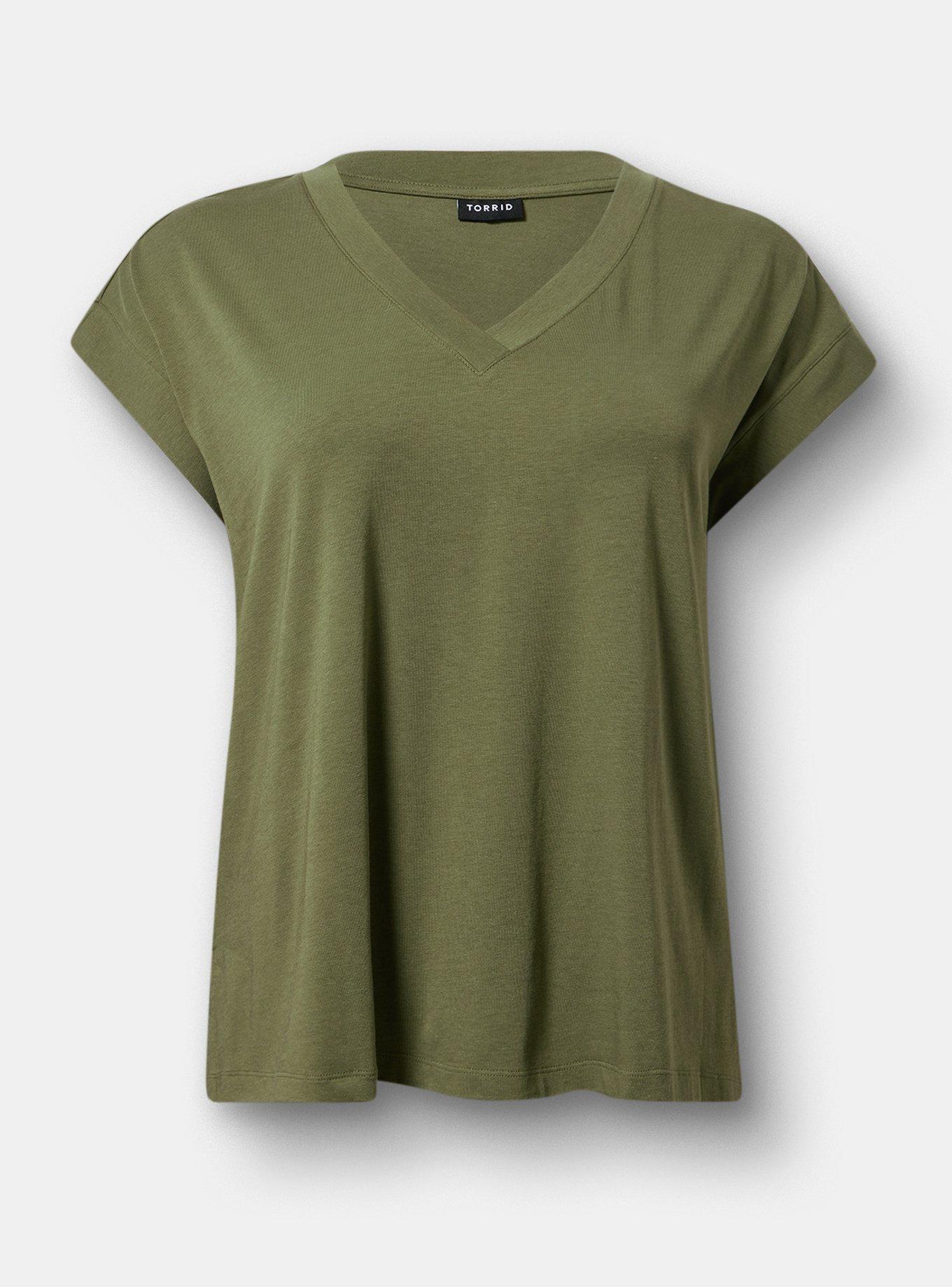 Vintage Slub Relaxed V-Neck Dolman Tunic Tee, FOUR LEAF CLOVER, hi-res