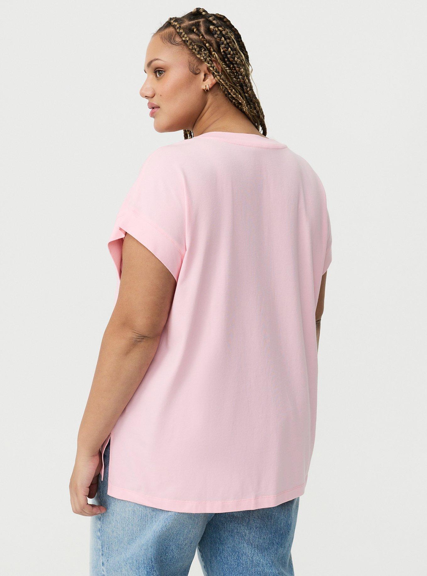 Vintage Slub Relaxed V-Neck Dolman Tunic Tee, TICKLED PINK, alternate