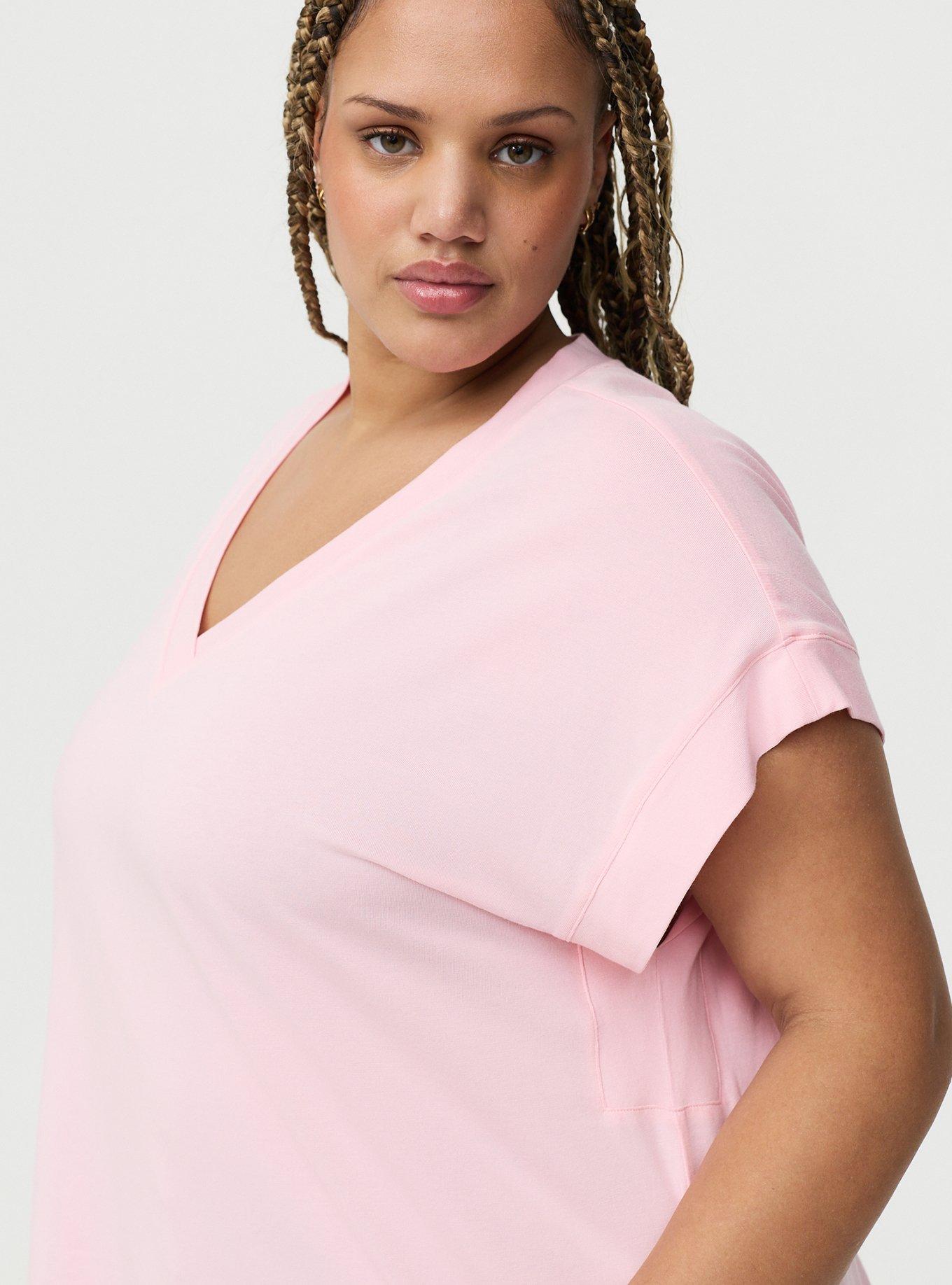 Vintage Slub Relaxed V-Neck Dolman Tunic Tee, TICKLED PINK, alternate