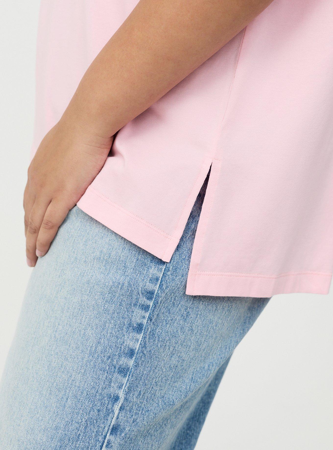 Vintage Slub Relaxed V-Neck Dolman Tunic Tee, TICKLED PINK, alternate