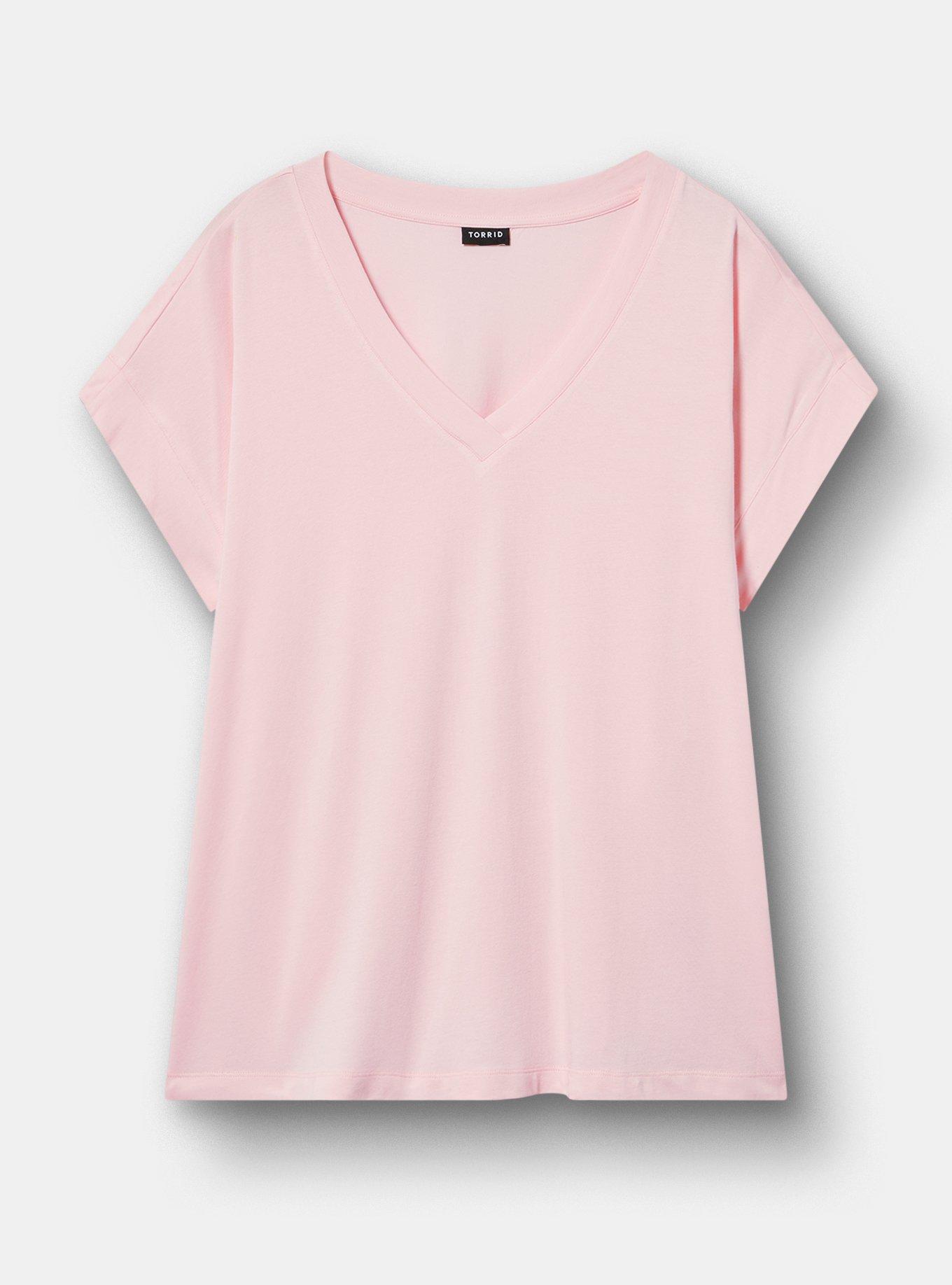 Vintage Slub Relaxed V-Neck Dolman Tunic Tee, TICKLED PINK, hi-res