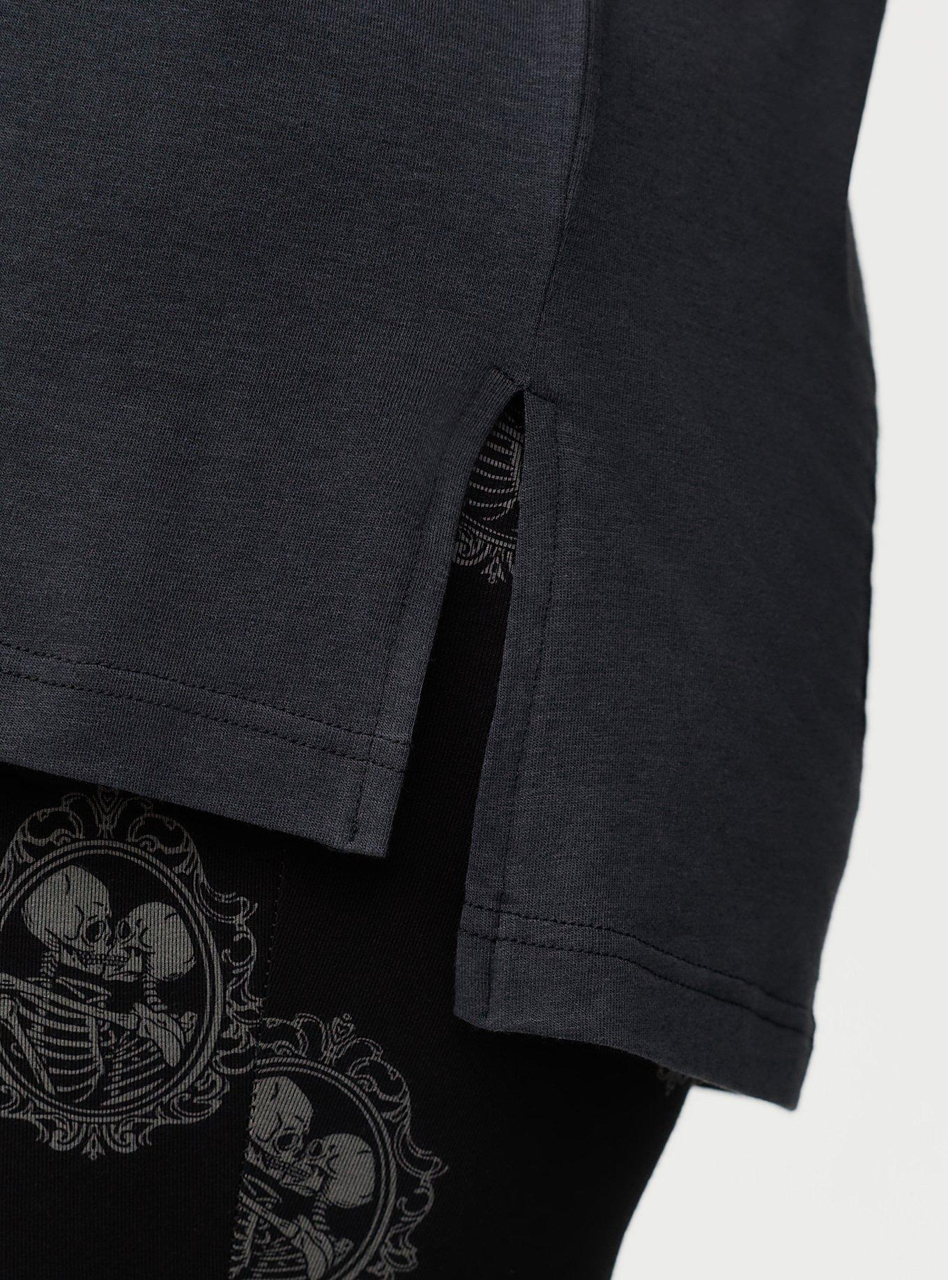 Vintage Slub Relaxed V-Neck Dolman Tunic Tee, OBSIDIAN, alternate