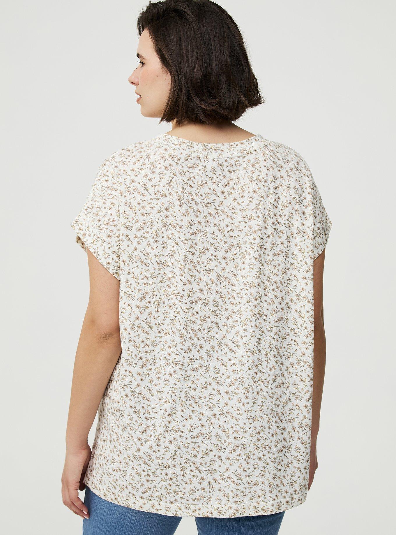 Vintage Slub Relaxed V-Neck Dolman Tunic Tee, NICOLE DITSY BLANC DE BLANC, alternate