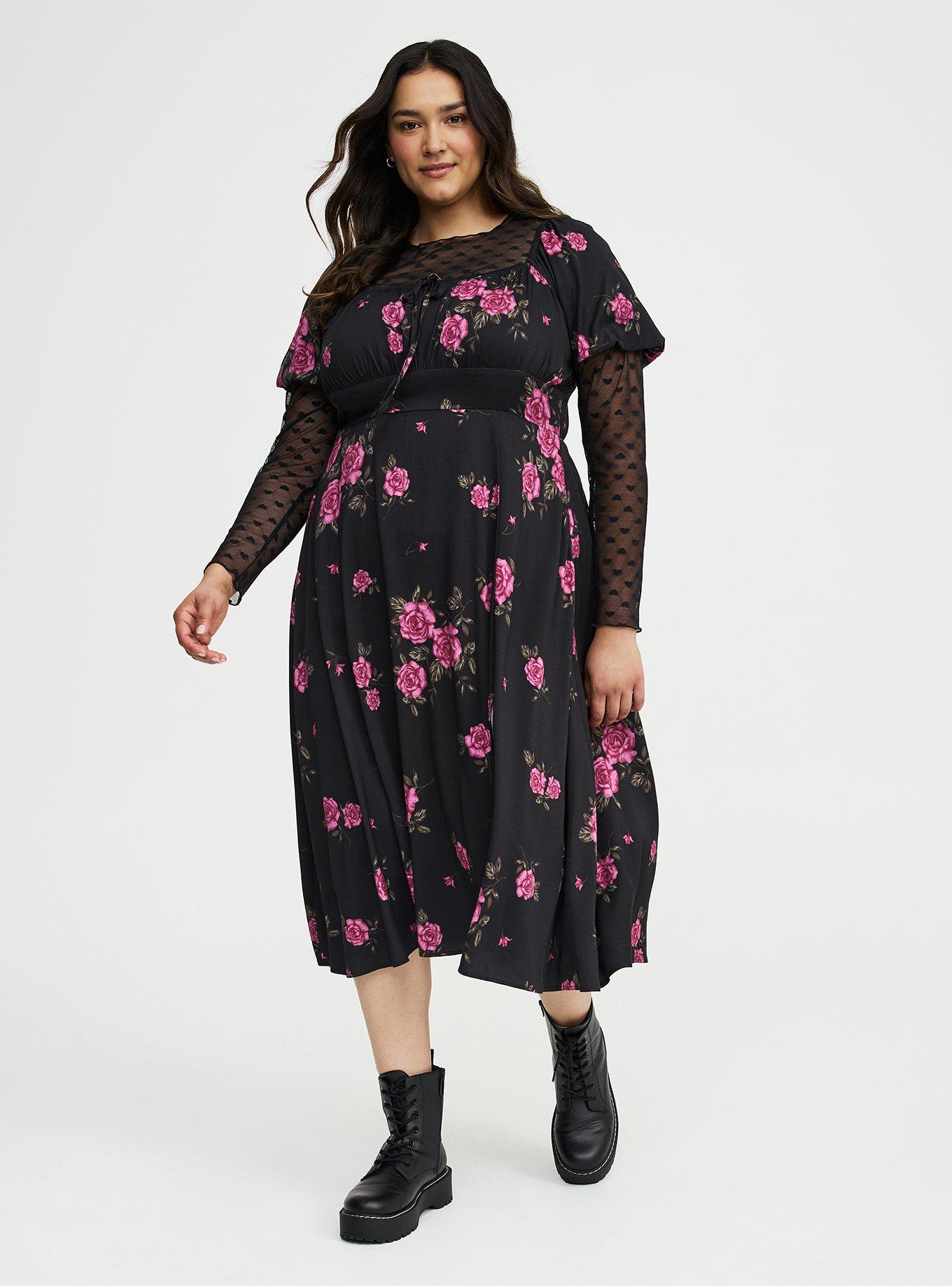 Sheer Mesh Swiss Dot & Heart Crew Top, DEEP BLACK, alternate