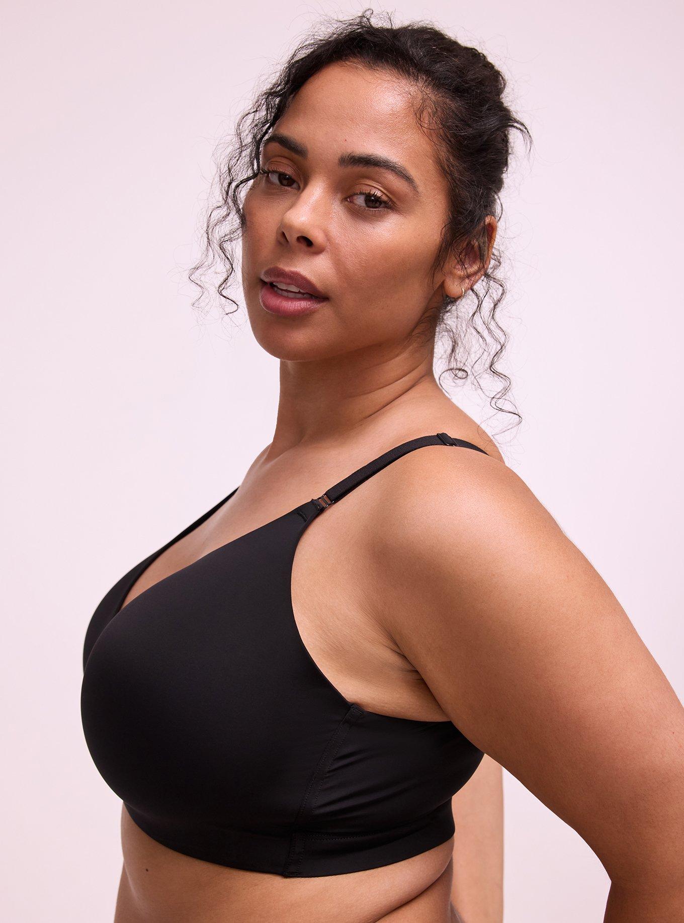 Plus Size Wire-Free Lightly Lined Pullover Bra, RICH BLACK, alternate
