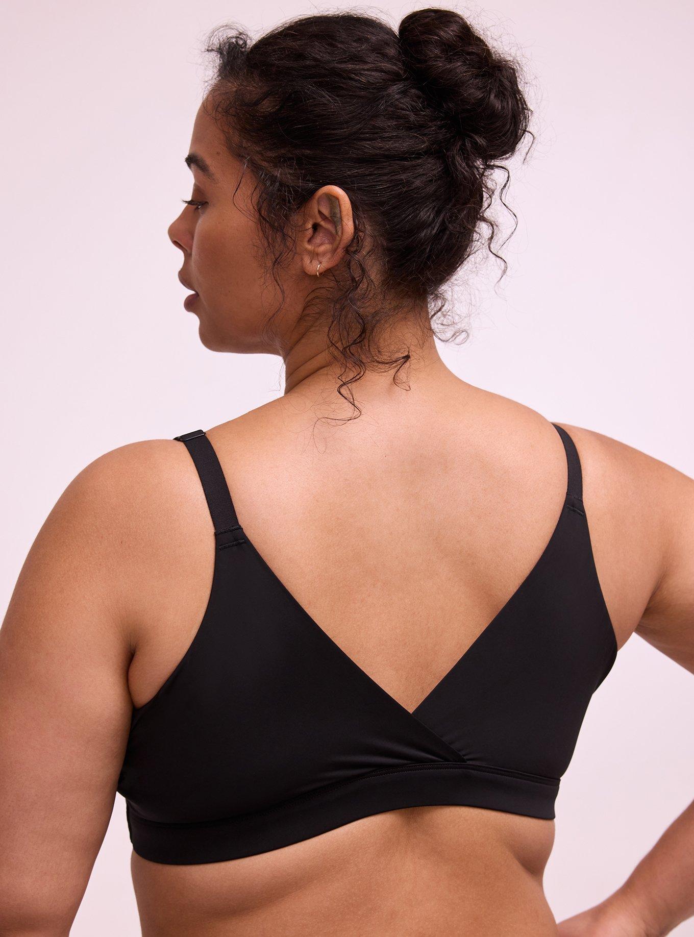 Plus Size Wire-Free Lightly Lined Pullover Bra, RICH BLACK, alternate