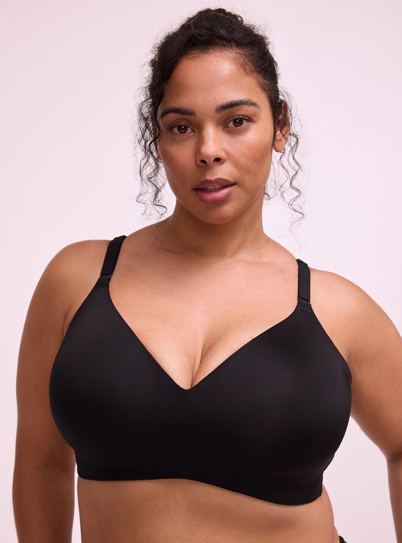 Plus Size Wire-Free Lightly Lined Pullover Bra, RICH BLACK, hi-res