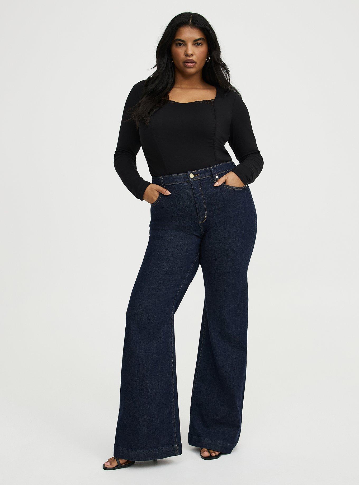 Plus Size - Slinky Shirred Lace Neck Top - Torrid