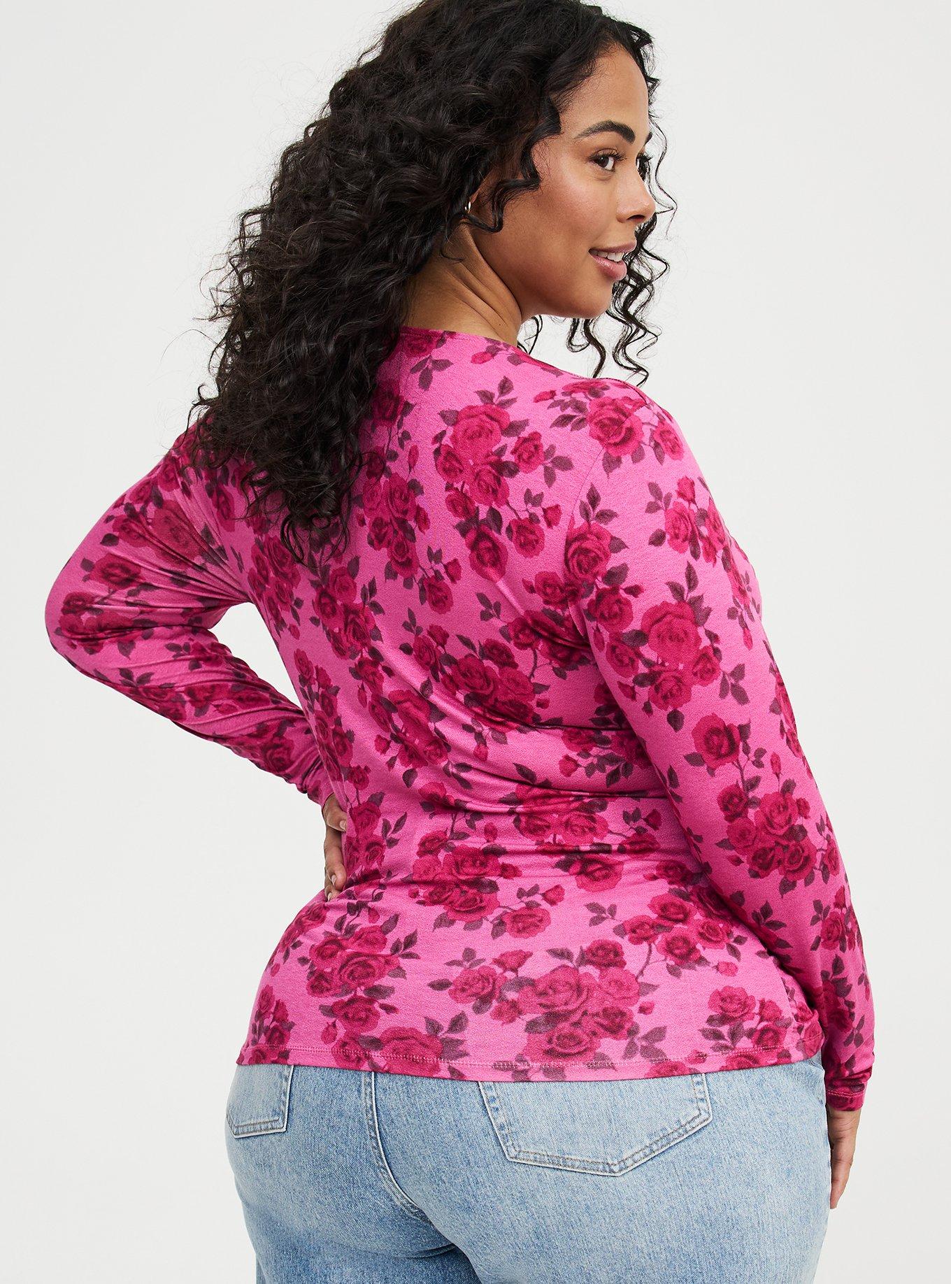 Slinky Shirred Lace Neck Top