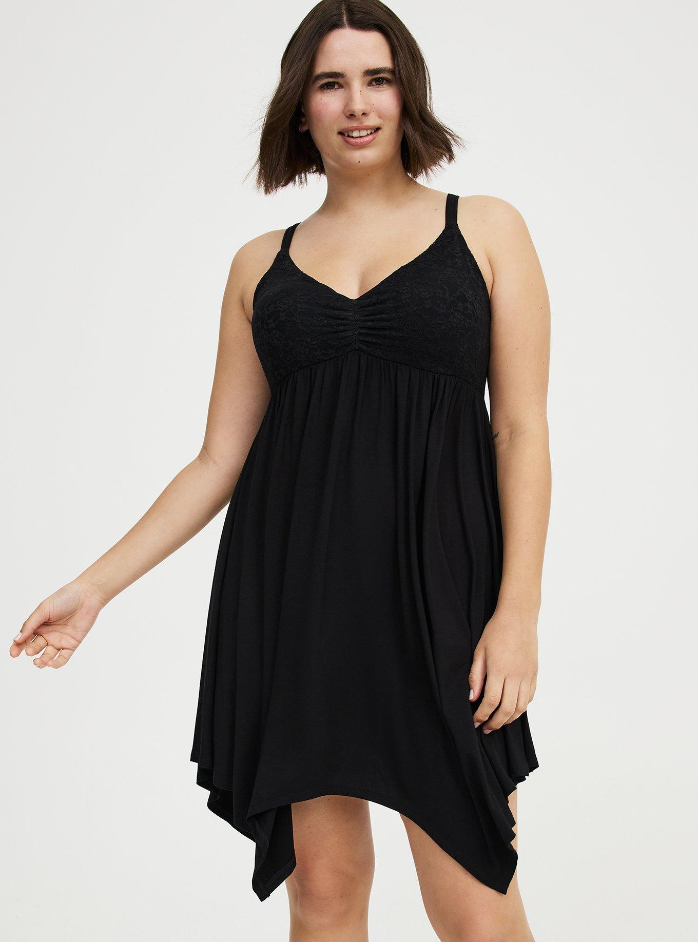 Super Soft Jersey Lace Sleep Babydoll Gown, DEEP BLACK, alternate