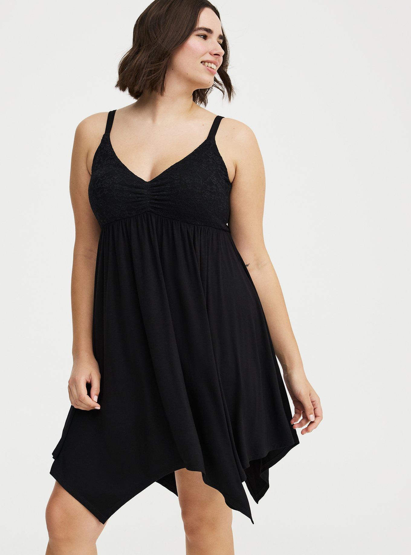 Super Soft Lace Bodice Babydoll Sleep Gown, DEEP BLACK, hi-res