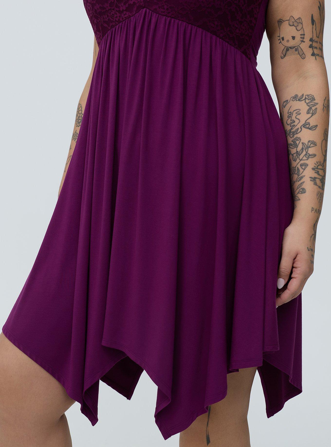 Super Soft Jersey Lace Sleep Babydoll Gown, PLUM CASPIA, alternate