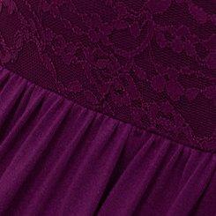 Plus Size Super Soft Jersey Lace Back Sleep Babydoll Gown, PLUM CASPIA, swatch